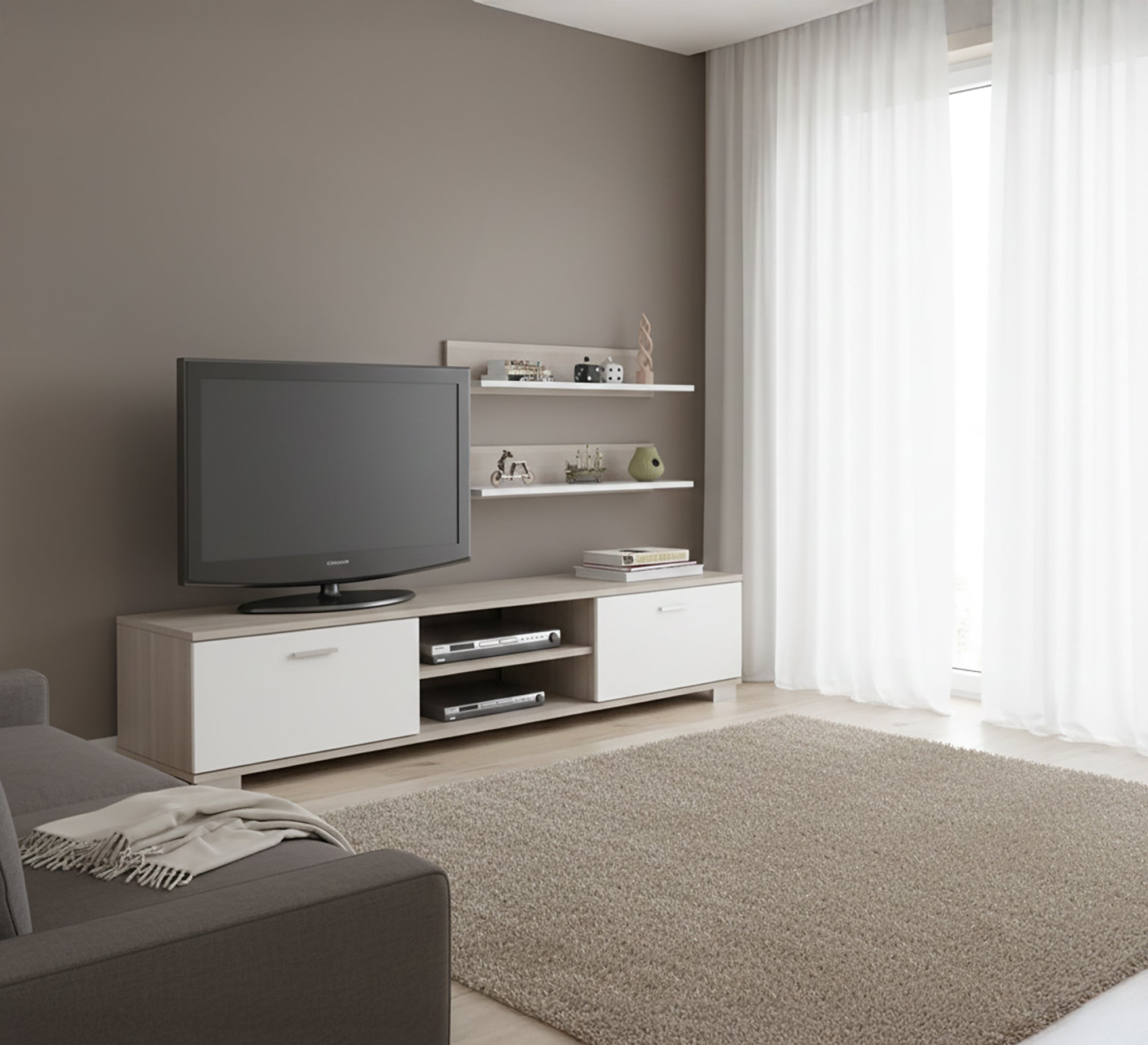 Modular Shelving & Drawer TV Unit, Sleek & Versatile - Vitrine Furniture - TV Table & Cabinet