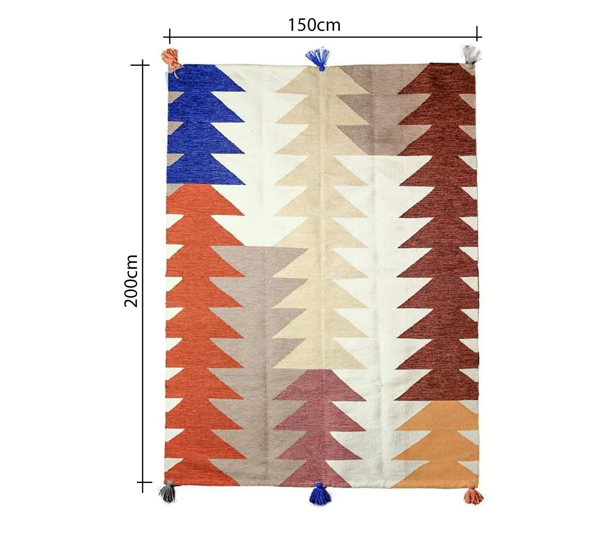 Mountain triangle rug in multiple colors and bright tassels - Vitrine Furniture - Accessories