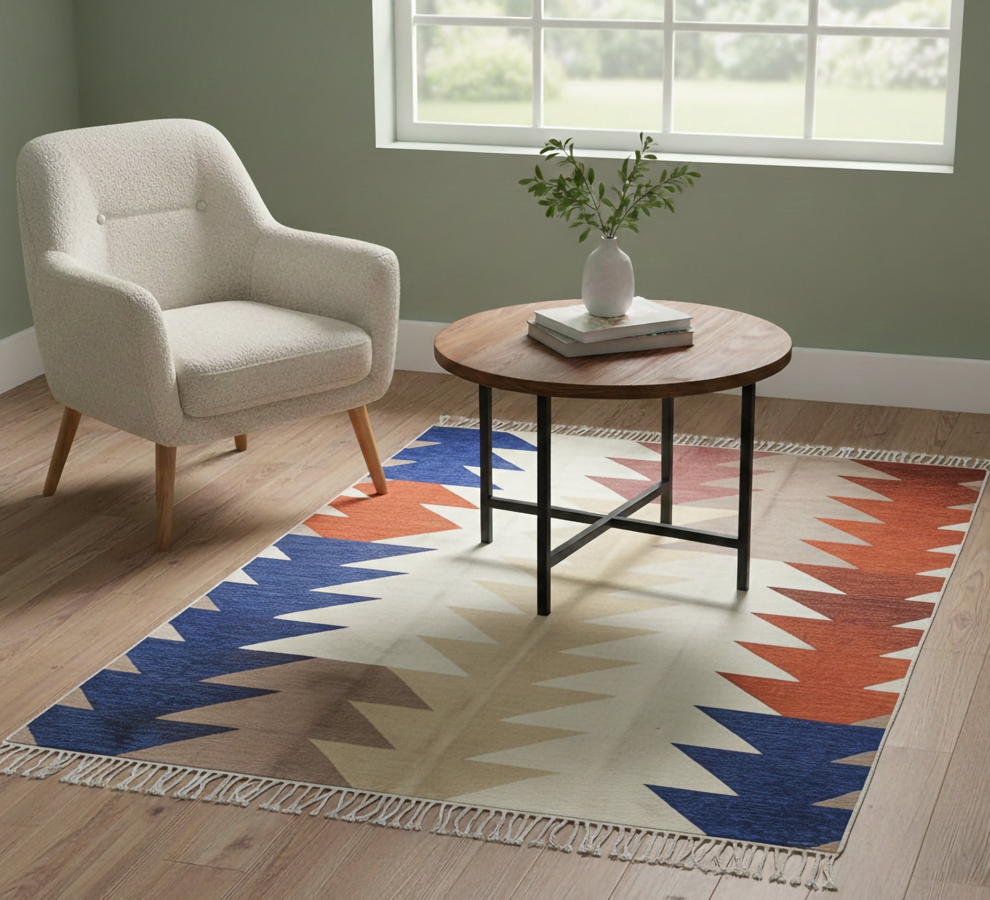 Mountain triangle rug in multiple colors and bright tassels - Vitrine Furniture - Accessories