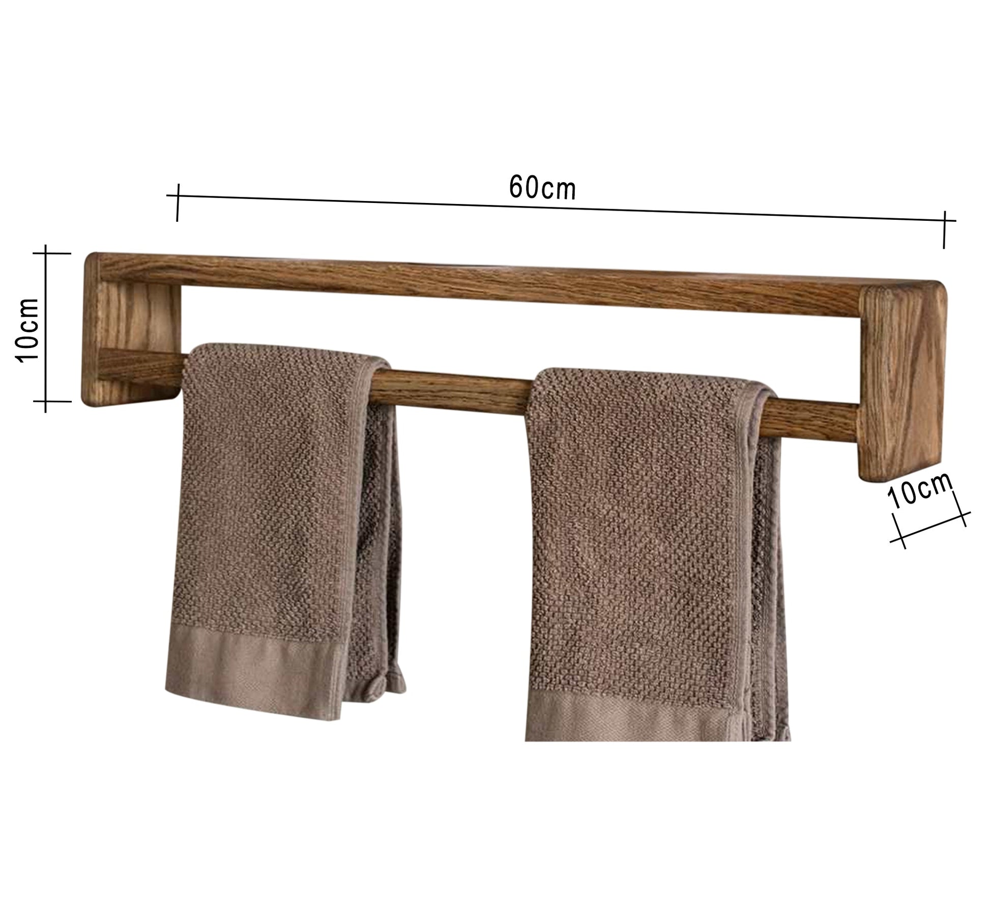 Multi - Purpose Swedish Wood Wall Shelf with Brown Towel Rack - Vitrine Furniture - Furniture