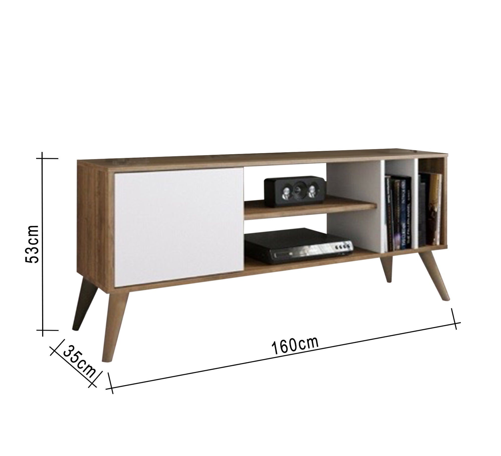 Multi - shelf TV table with elegant wooden legs - Vitrine Furniture - Furniture