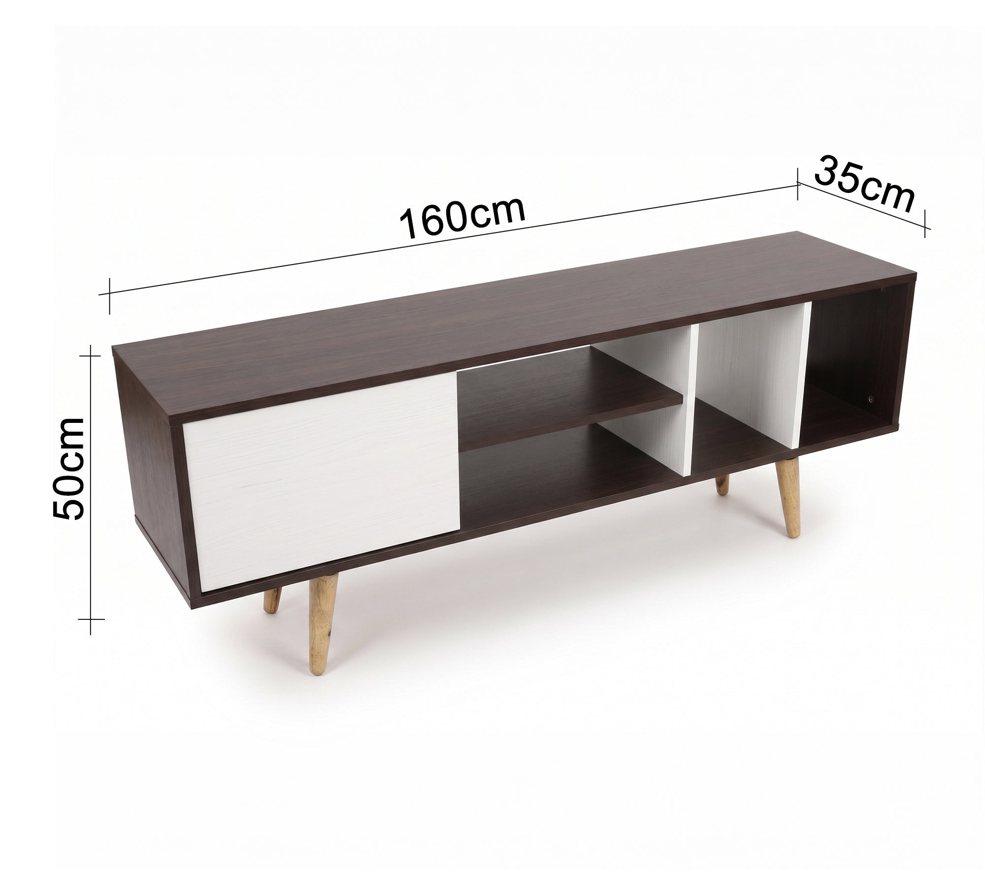 Multi-shelf TV table with elegant wooden legs - Vitrine Furniture - TV Table & Cabinet