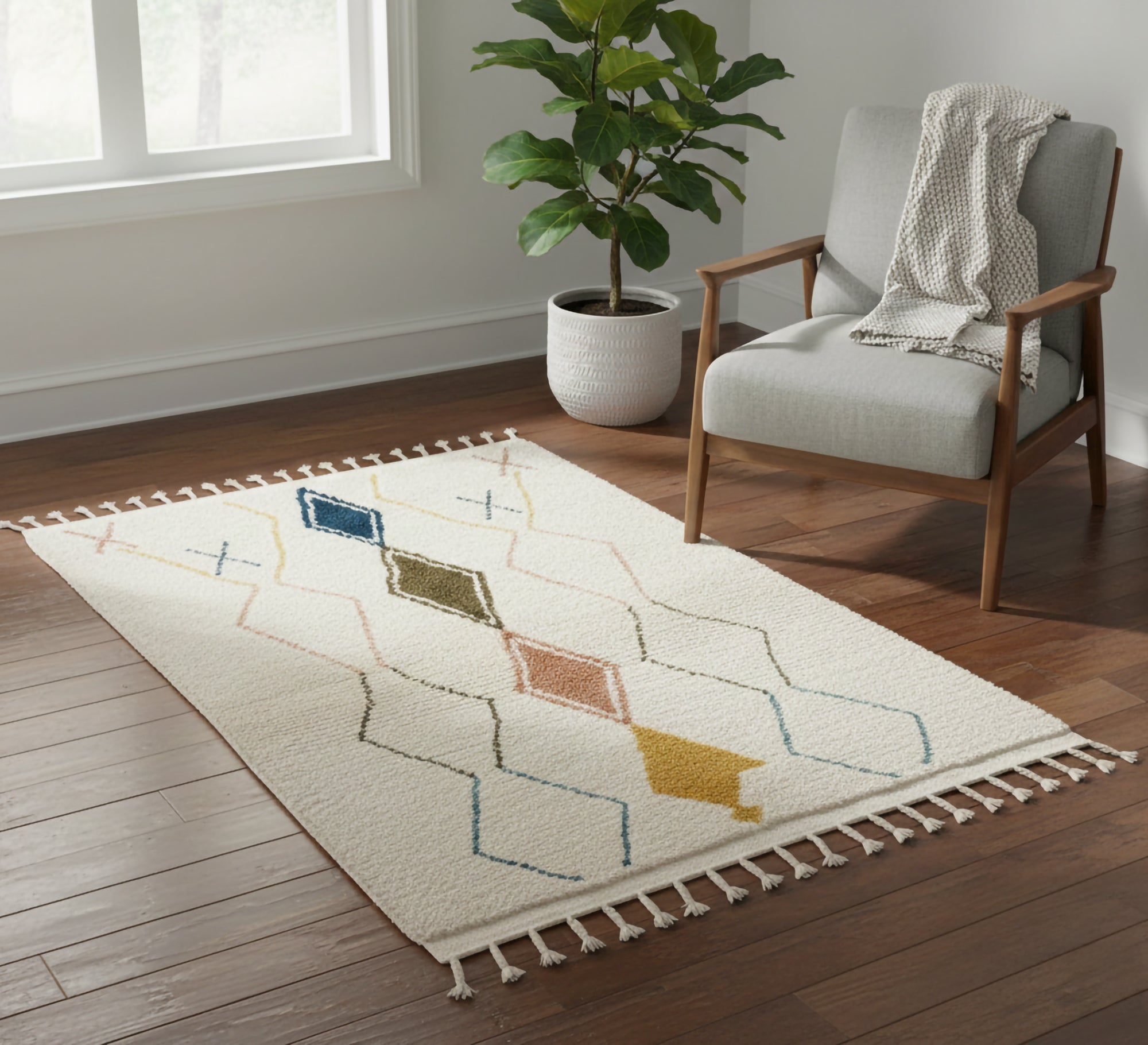 Multicolored diamond rug with fine threads - Vitrine Furniture - Accessories