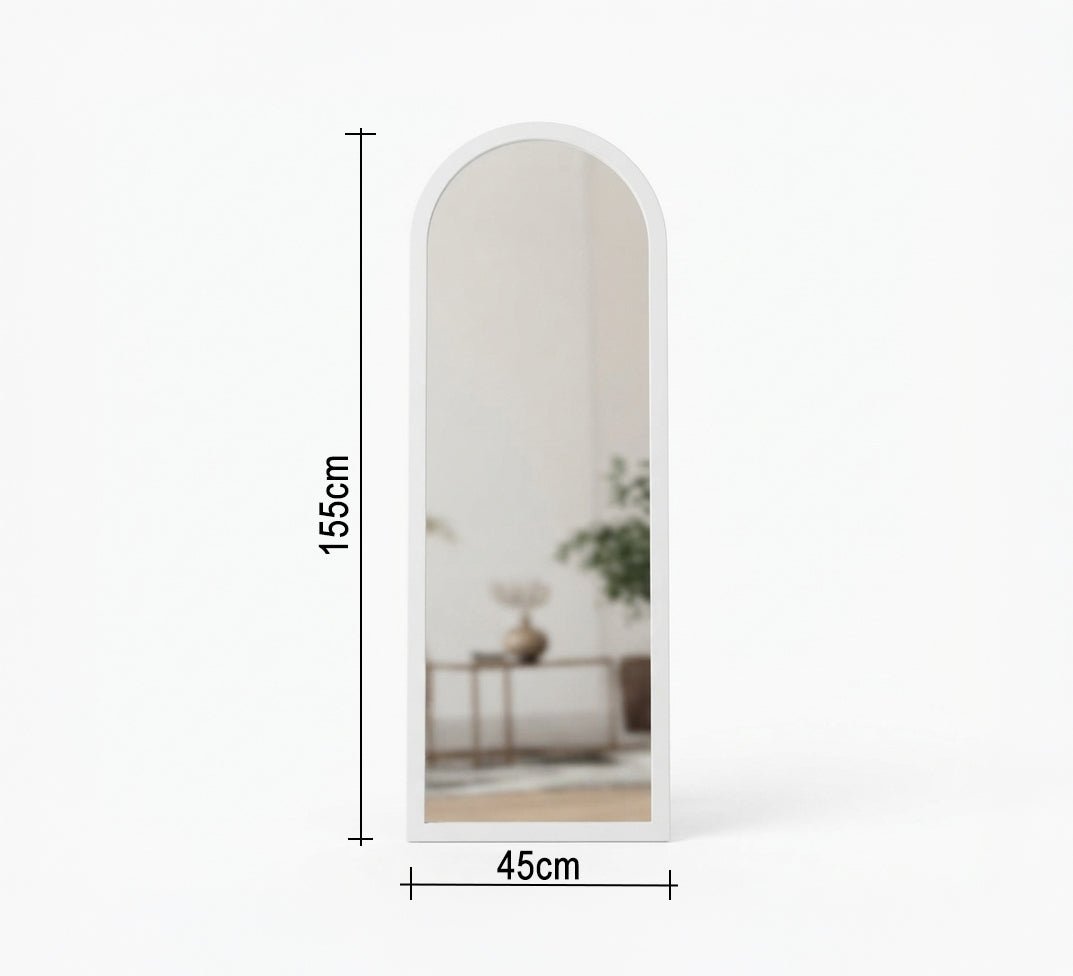 Narrow Curved Floor Mirror with Smooth Frame - Vitrine Furniture - Mirrors