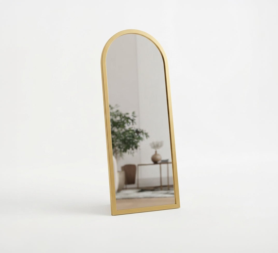 Narrow Curved Floor Mirror with Smooth Frame - Vitrine Furniture - Mirrors