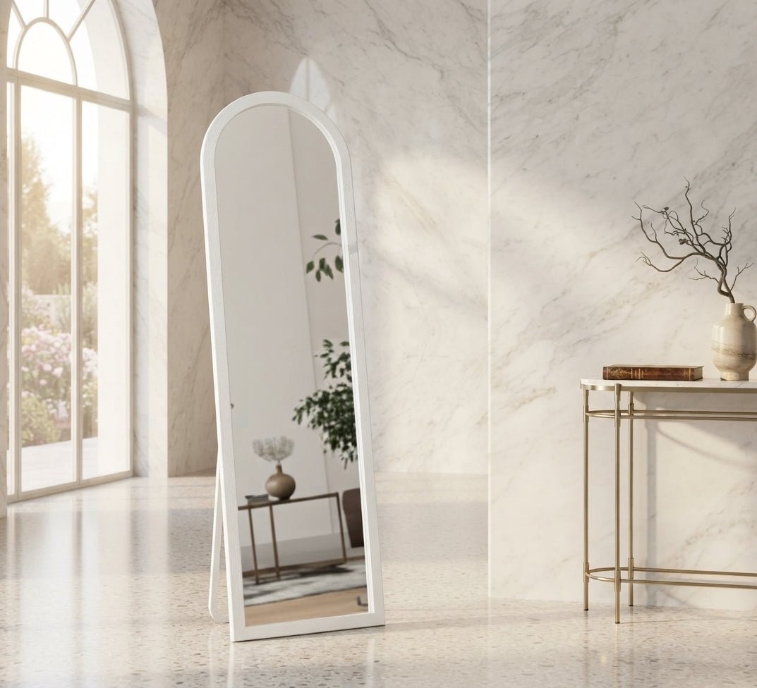Narrow Curved Floor Mirror with Smooth Frame - Vitrine Furniture - Mirrors