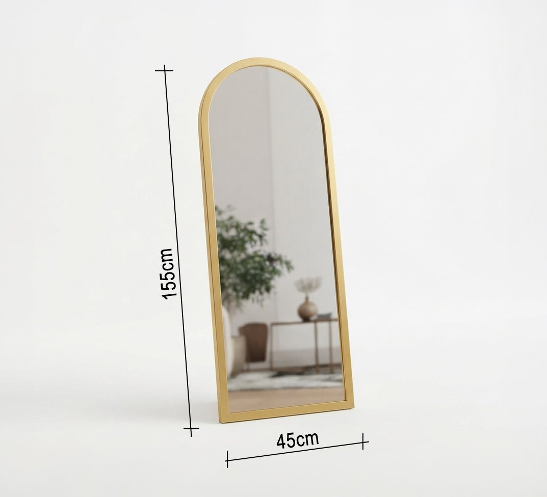 Narrow Curved Floor Mirror with Smooth Frame - Vitrine Furniture - Mirrors