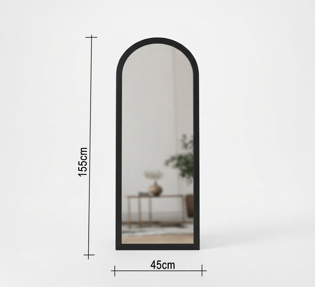 Narrow Curved Floor Mirror with Smooth Frame - Vitrine Furniture - Mirrors