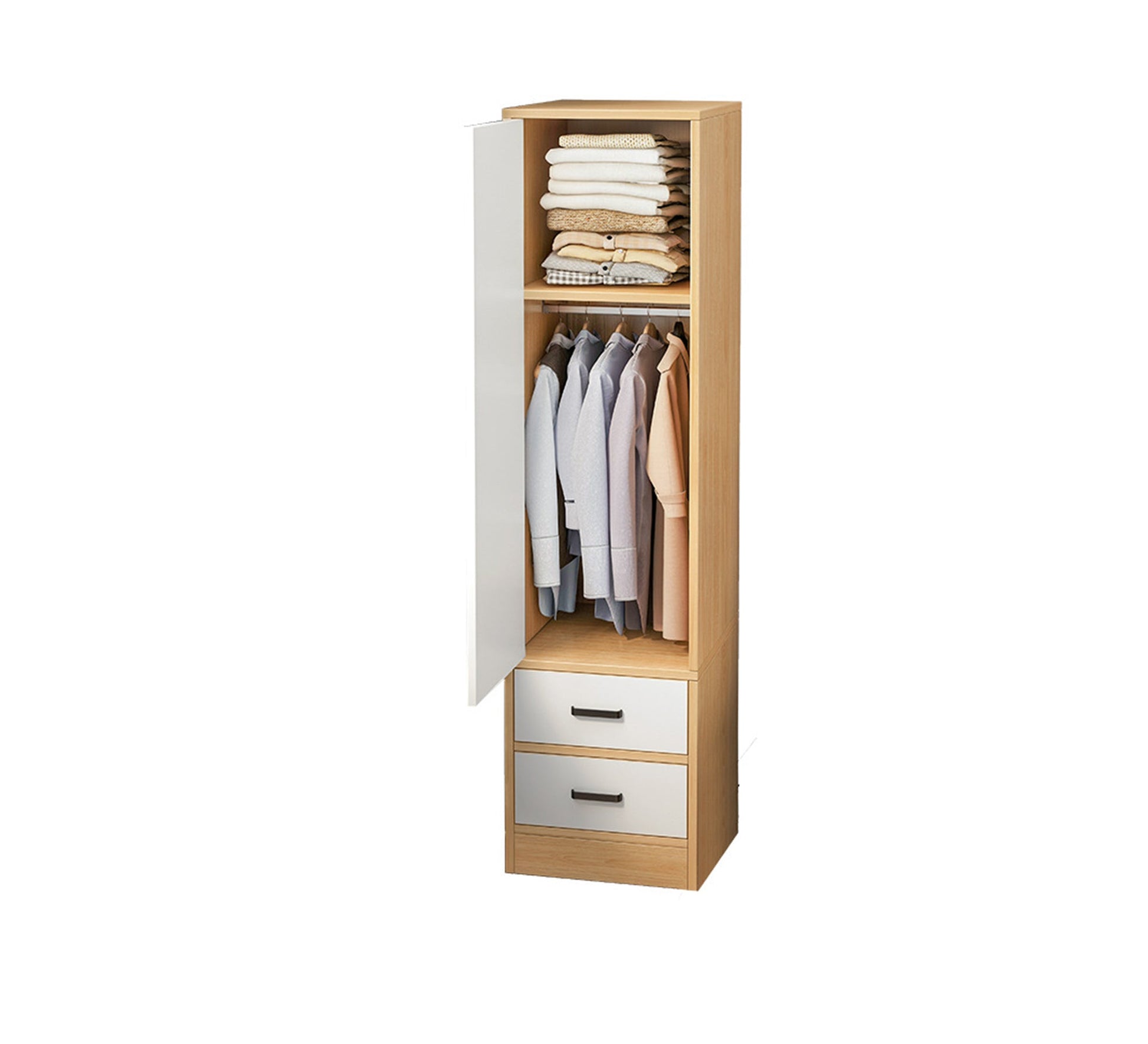 Narrow wardrobe with practical storage and drawers - Vitrine Furniture - Furniture