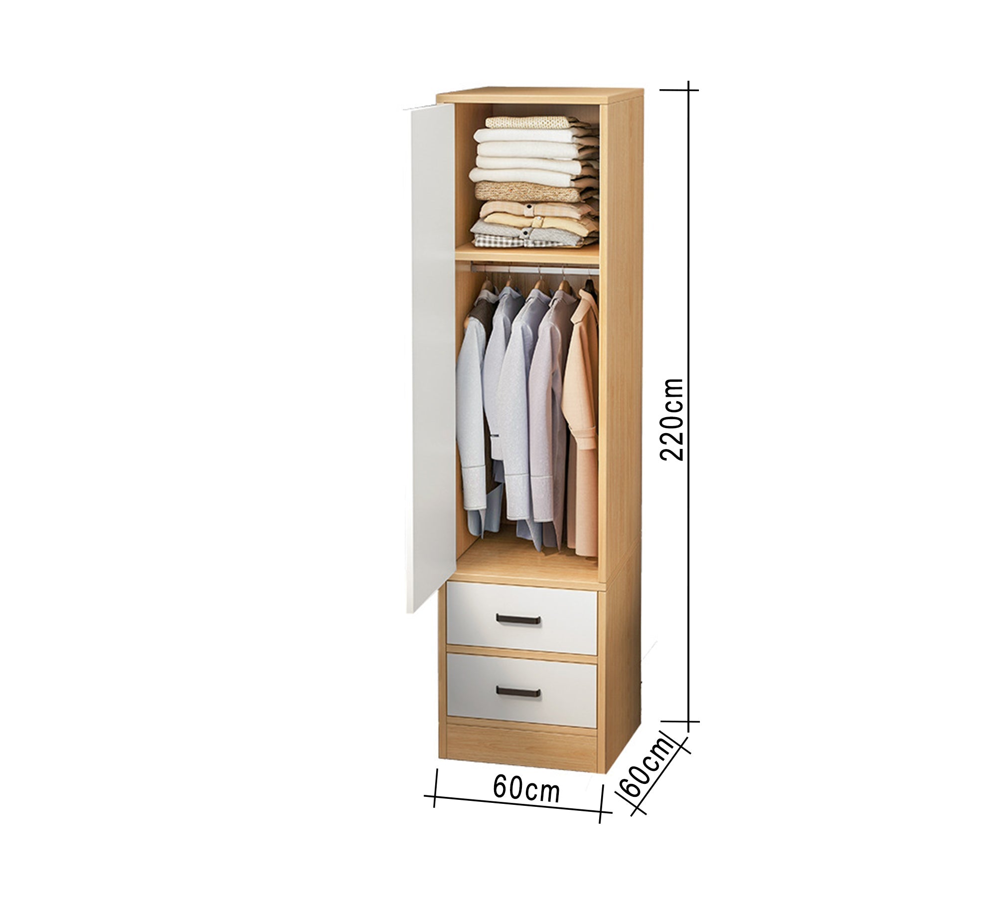 Narrow wardrobe with practical storage and drawers - Vitrine Furniture - Furniture