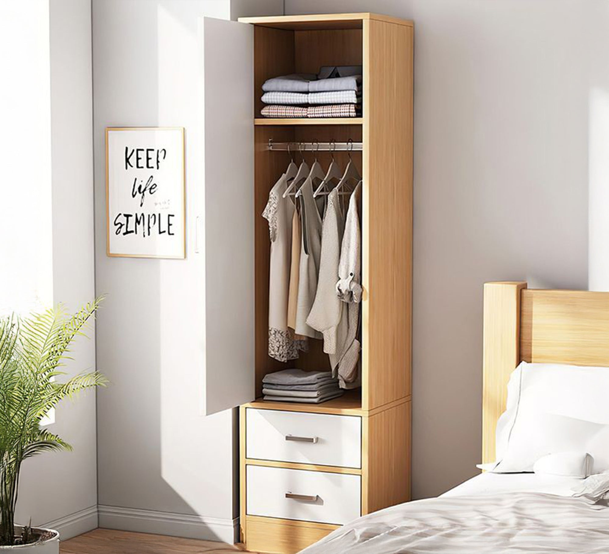 Narrow wardrobe with practical storage and drawers - Vitrine Furniture - Furniture