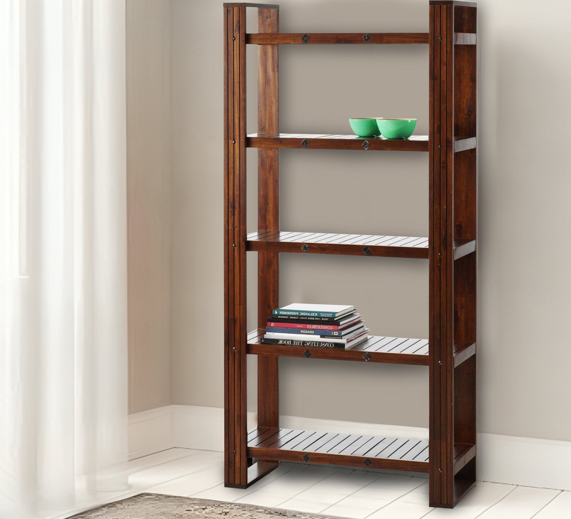 Natural brown wooden bookshelf - Vitrine Furniture - Furniture