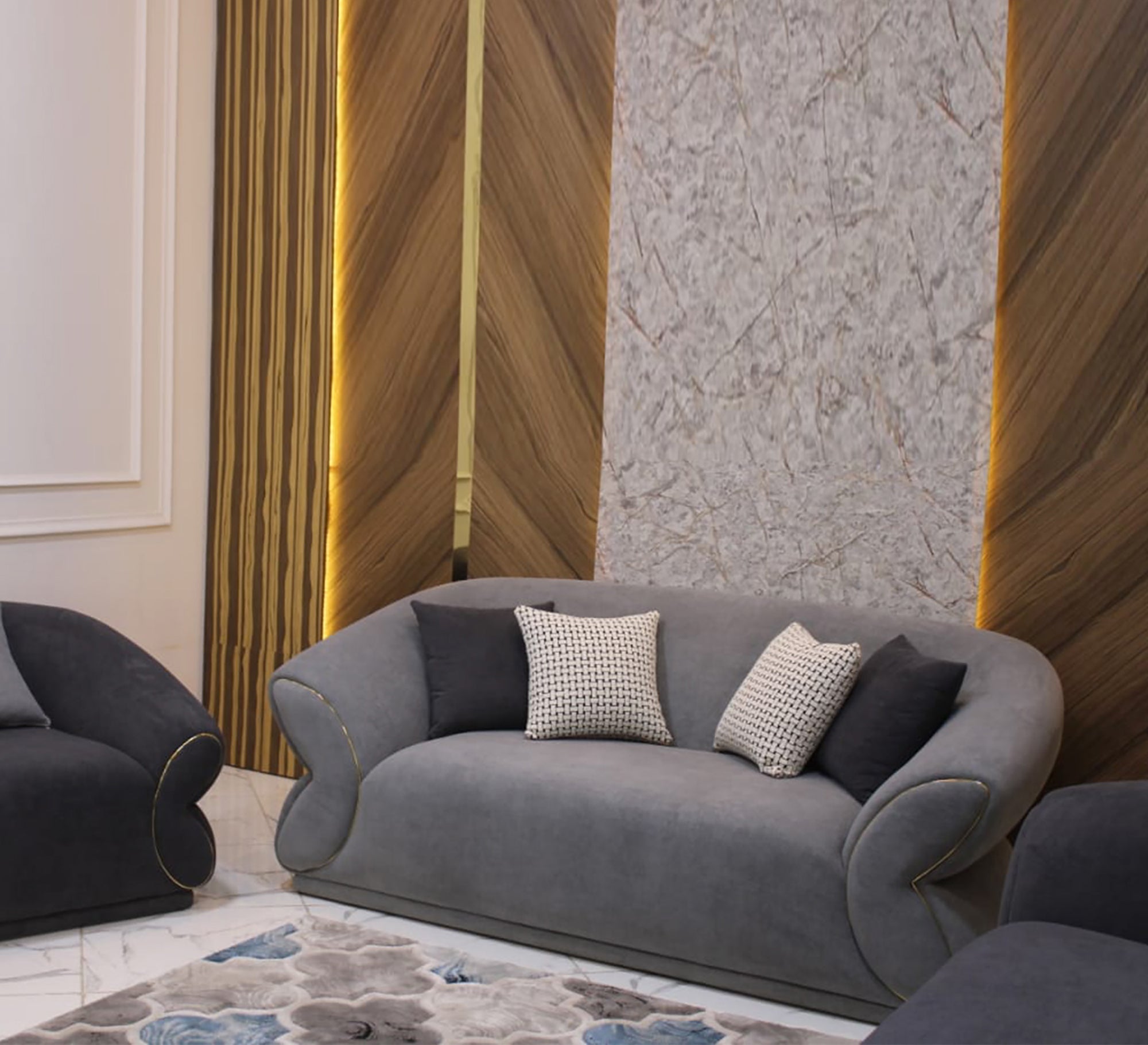 Navy and grey living room - Vitrine Furniture - Furniture