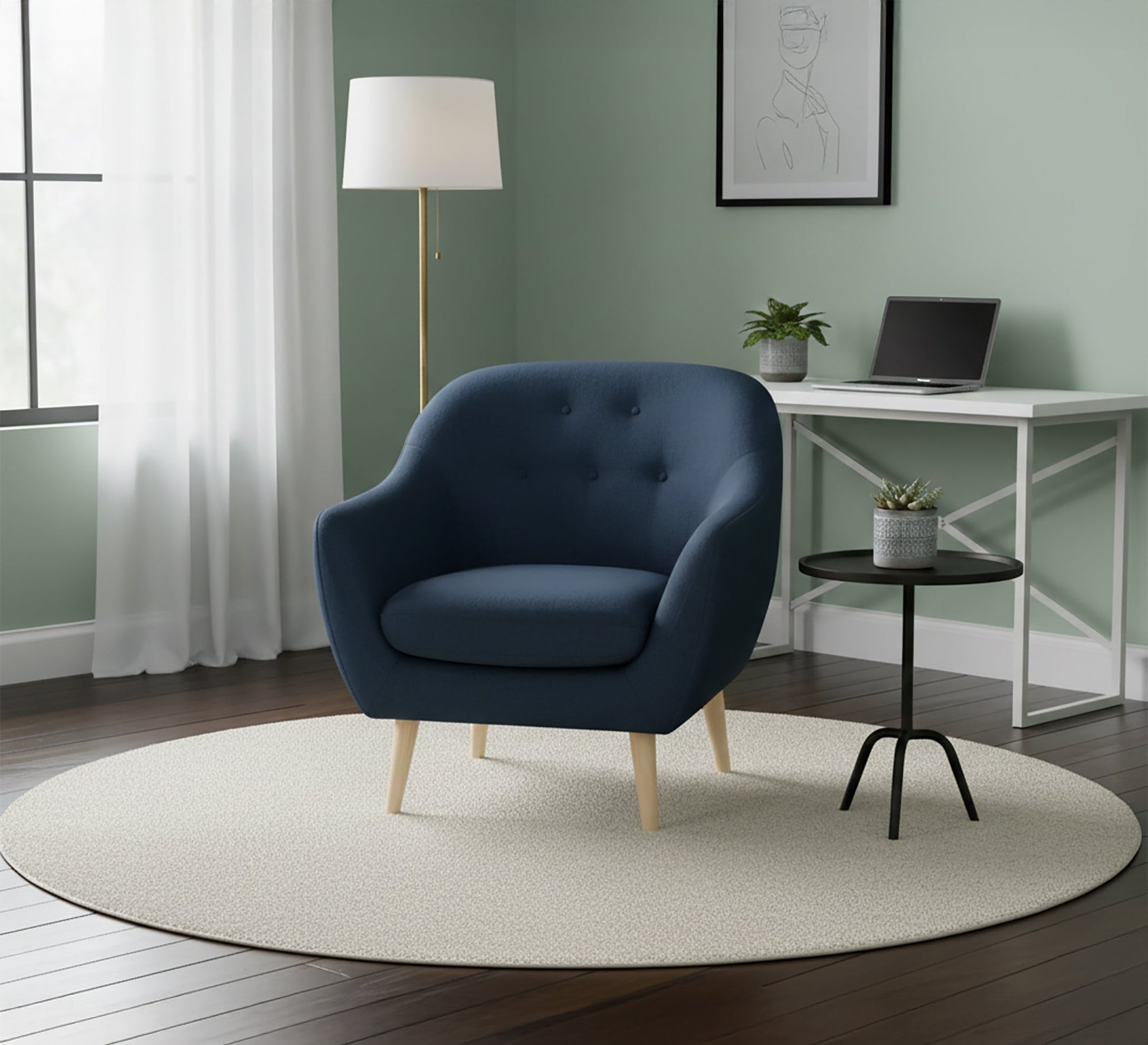 Navy blue Capotone beads chair with backrest - Vitrine Furniture - Chairs & Chaise lounge