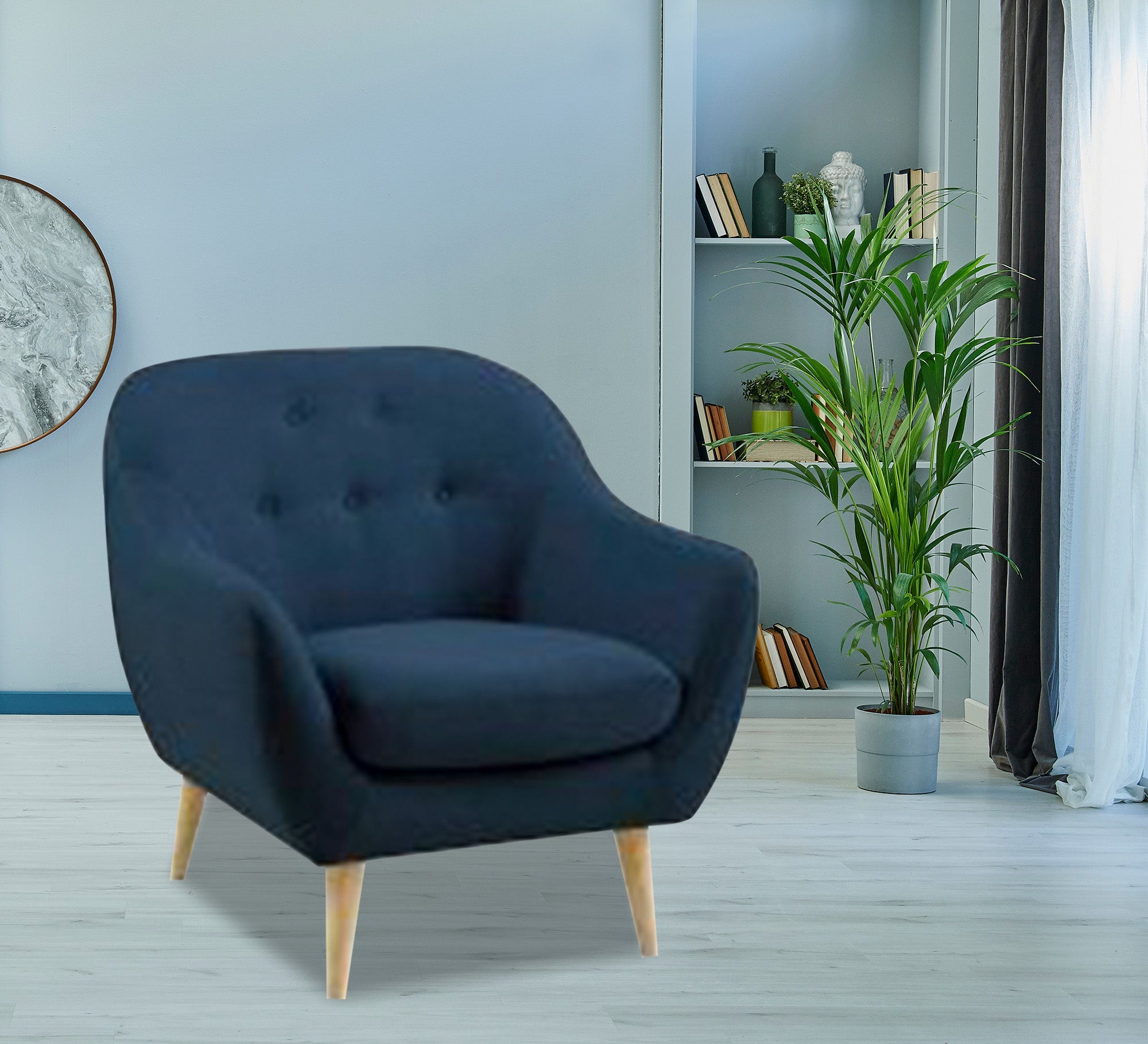 Navy blue Capotone beads chair with backrest - Vitrine Furniture - Chairs & Chaise lounge