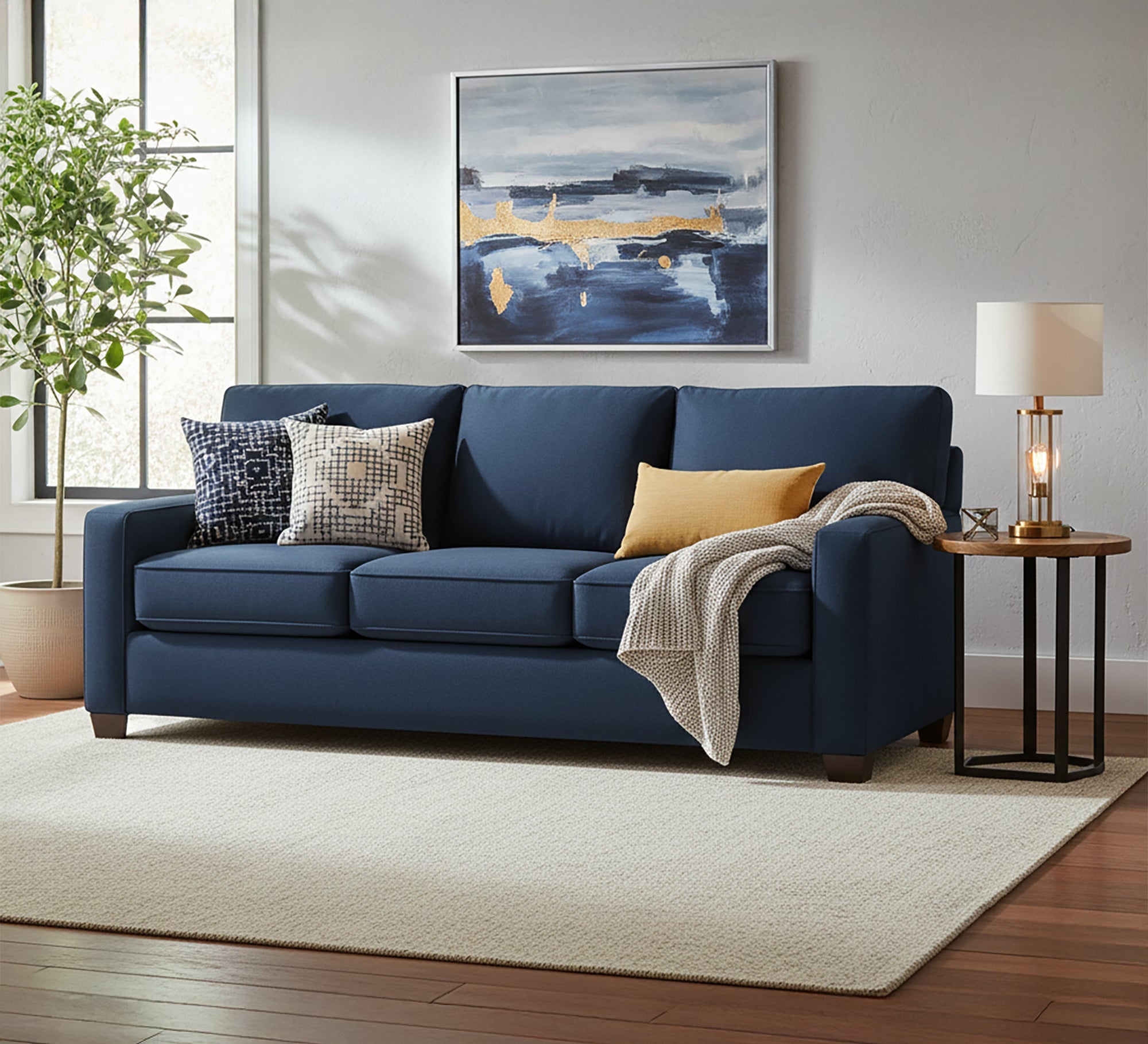 Navy blue triple sofa - Vitrine Furniture - Living room Sofas
