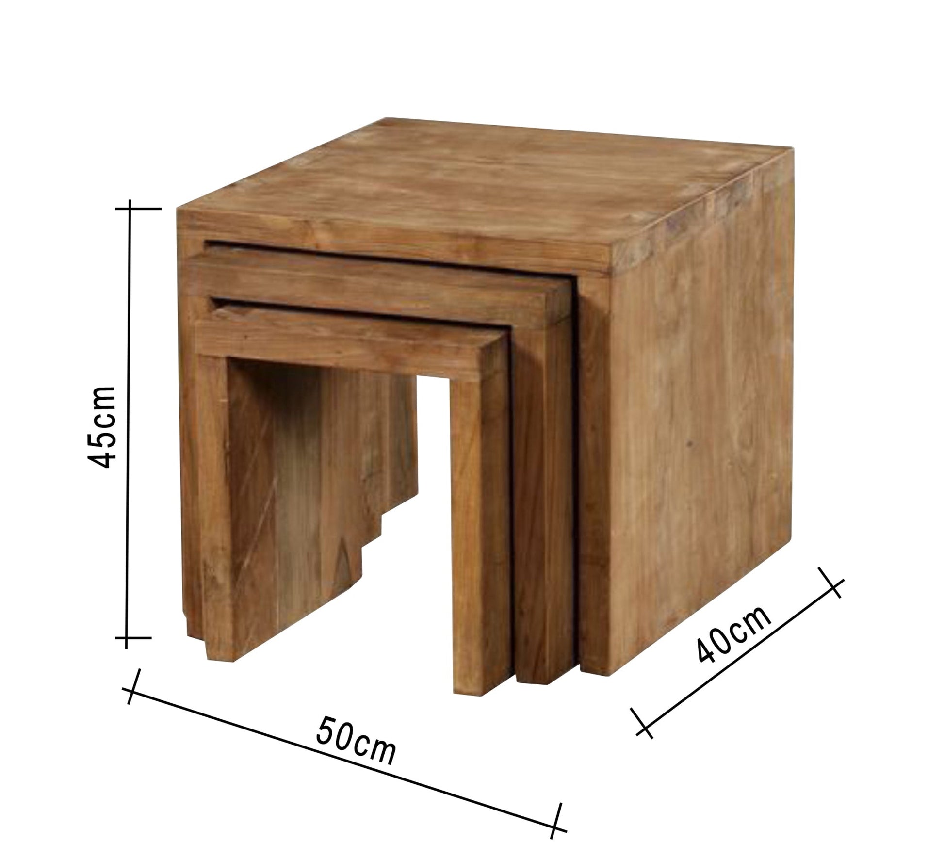 Nesting Tables: Elegant Wooden Brown Trio - Vitrine Furniture - Furniture
