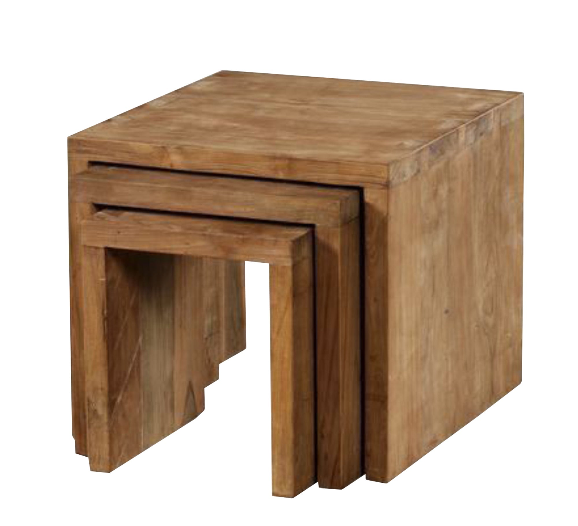 Nesting Tables: Elegant Wooden Brown Trio - Vitrine Furniture - Furniture