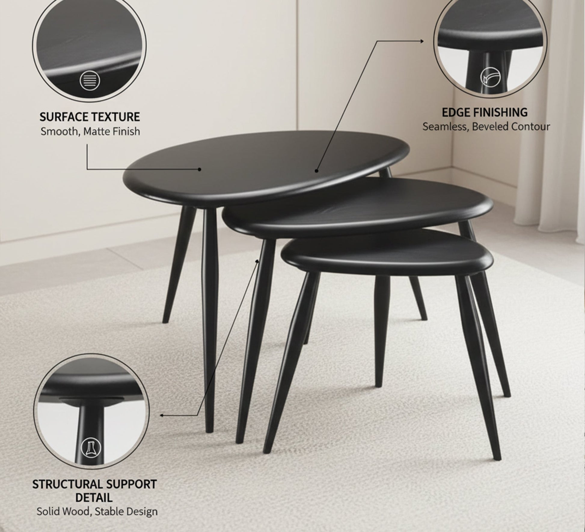 Nesting tables with a unique design - Vitrine Furniture - Side Tables