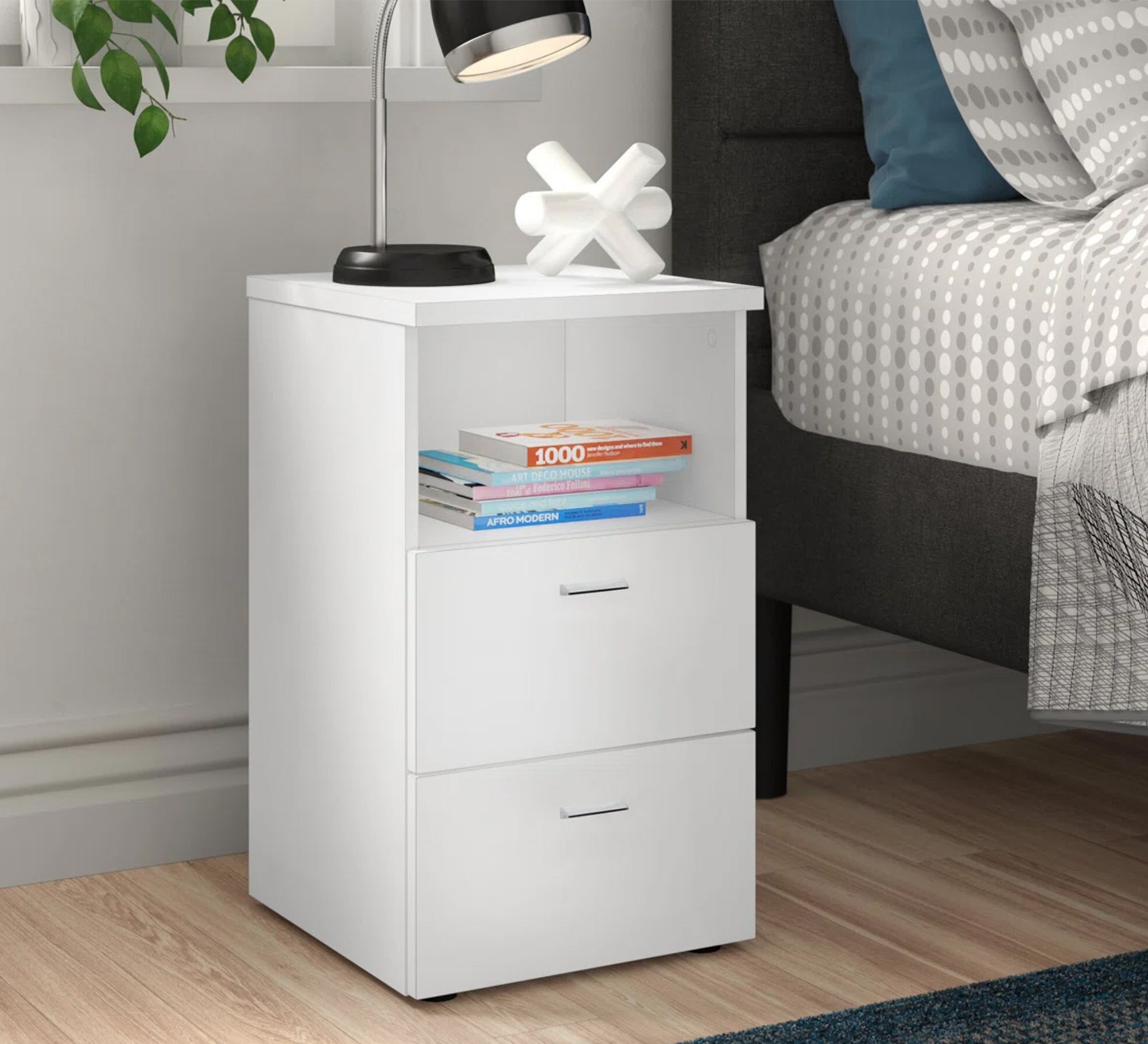 Nightstand with 2 drawers and open shelf - Vitrine Furniture - Furniture