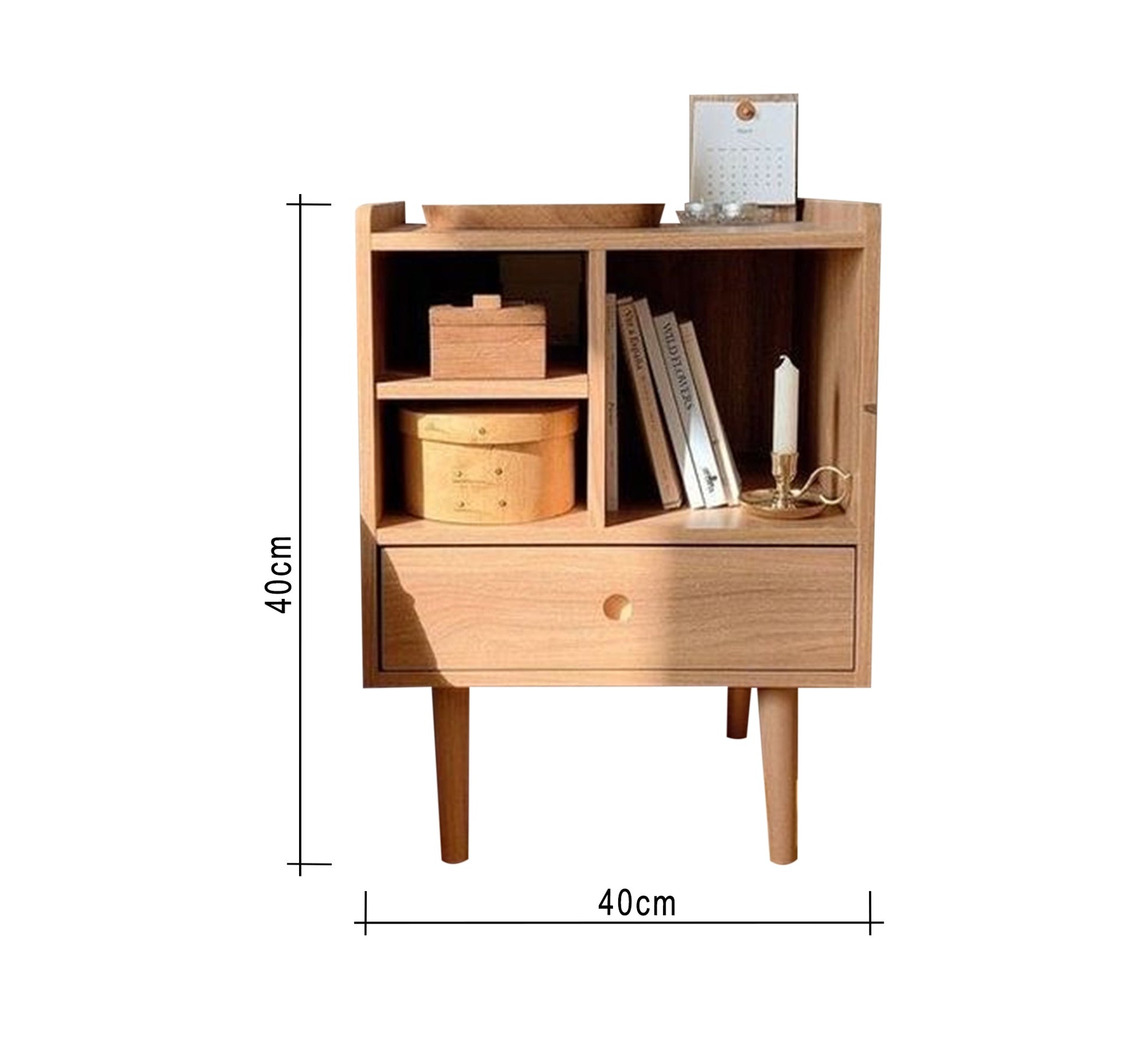 Nightstand with beige library shelves - Vitrine Furniture - Furniture