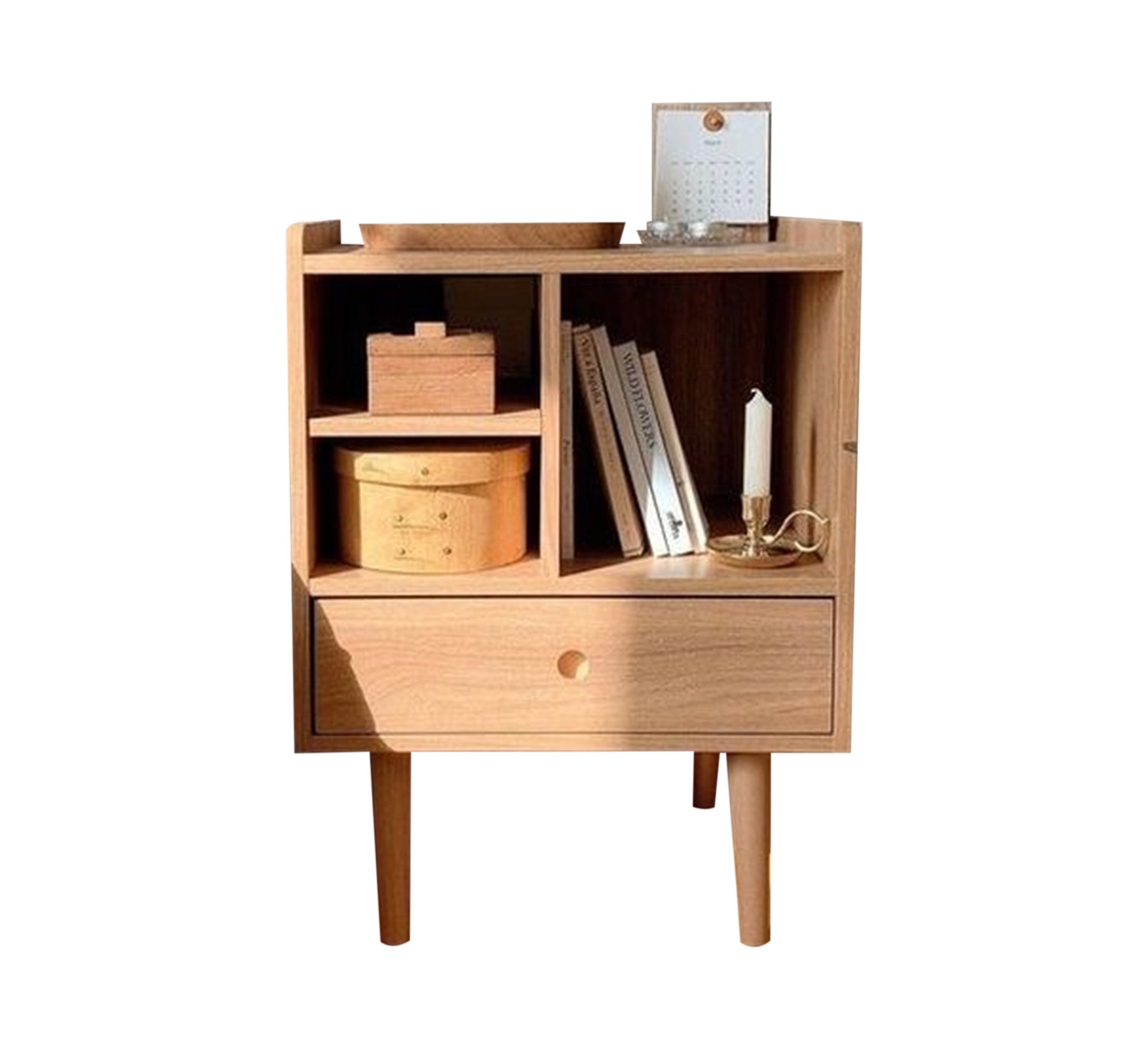 Nightstand with beige library shelves - Vitrine Furniture - Furniture