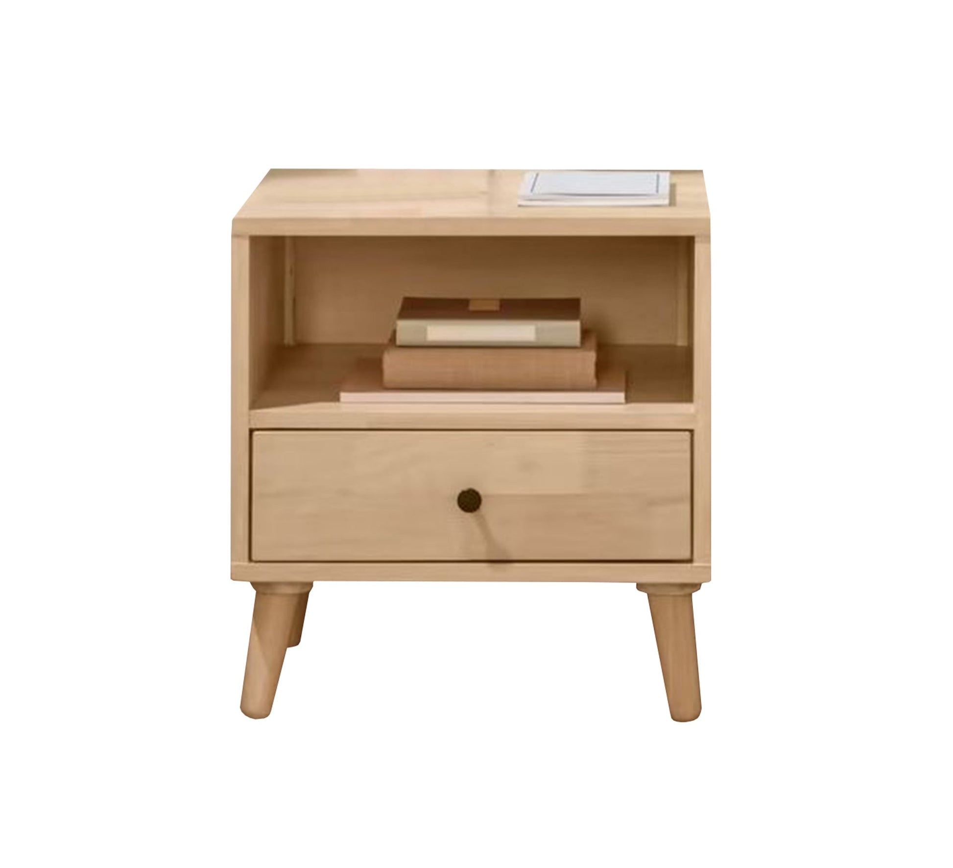 Nightstand with drawer and open shelf and decorative legs - Vitrine Furniture - Furniture