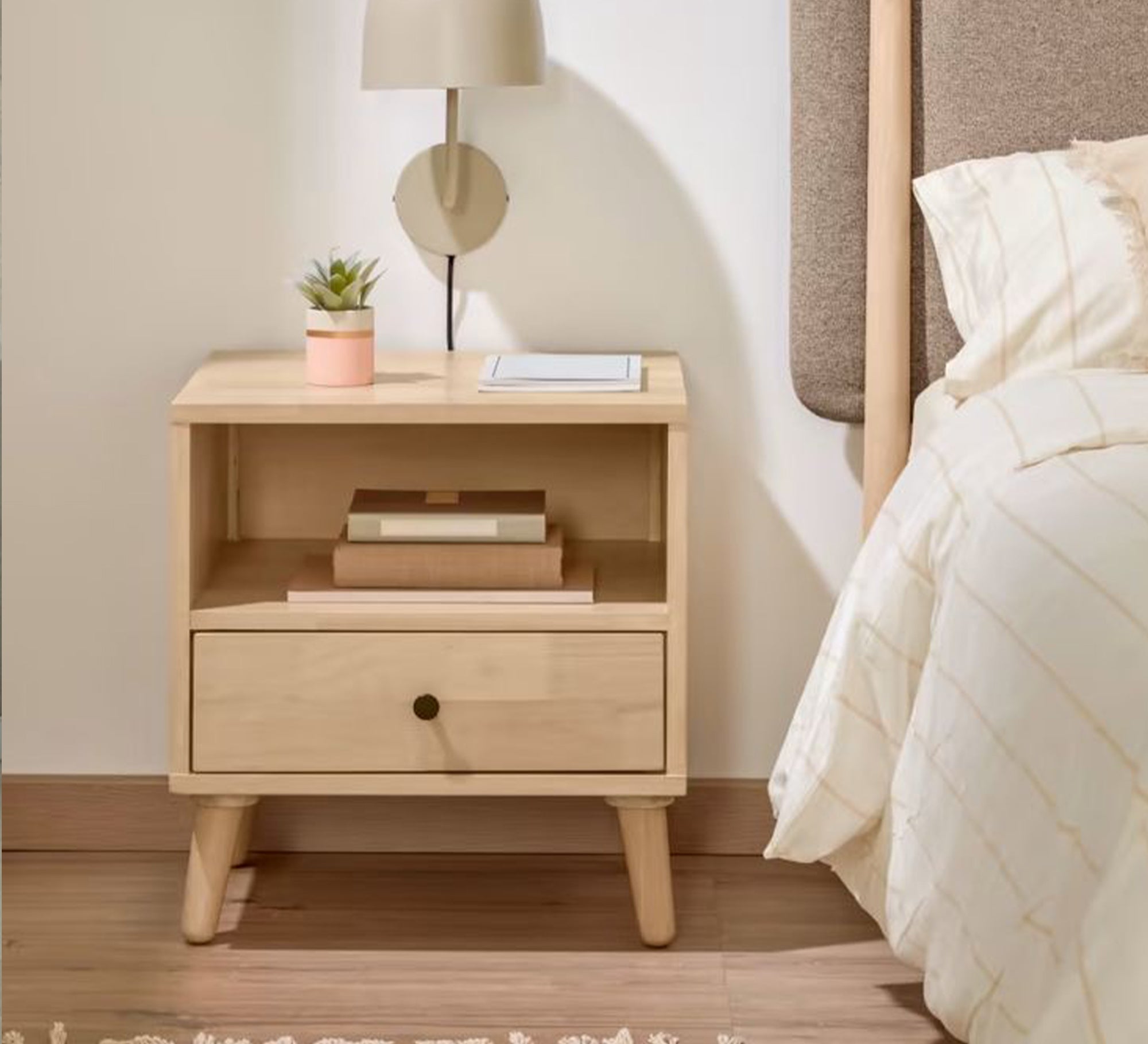 Nightstand with drawer and open shelf and decorative legs - Vitrine Furniture - Furniture
