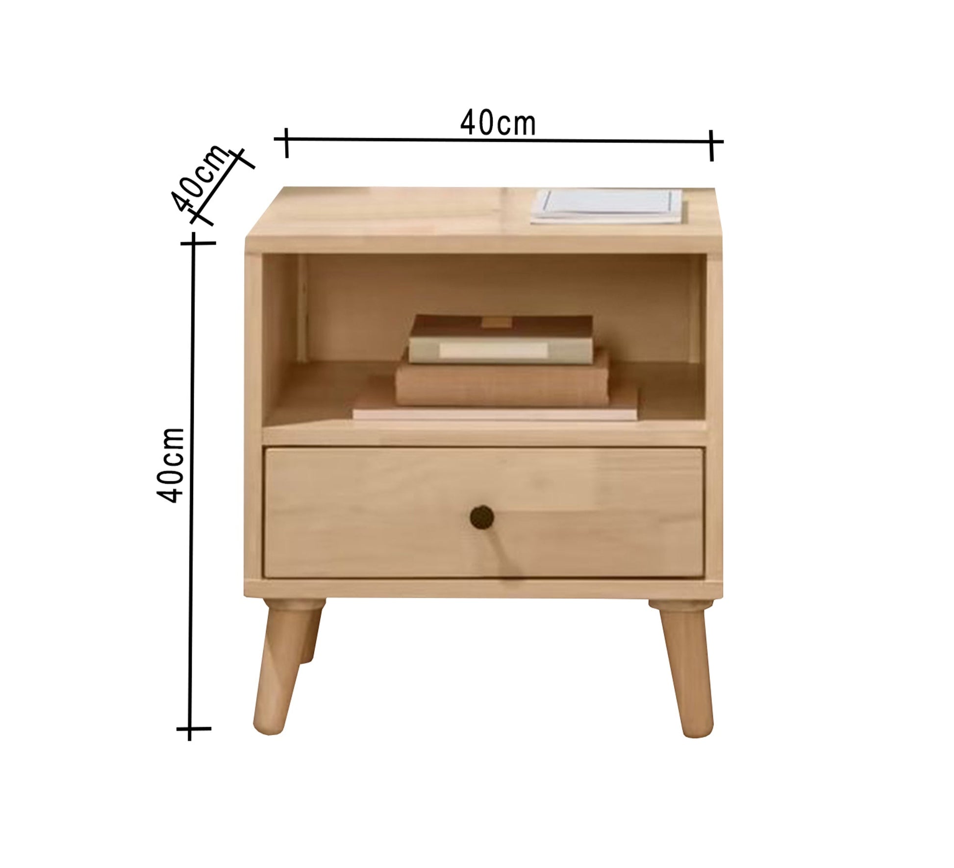 Nightstand with drawer and open shelf and decorative legs - Vitrine Furniture - Furniture
