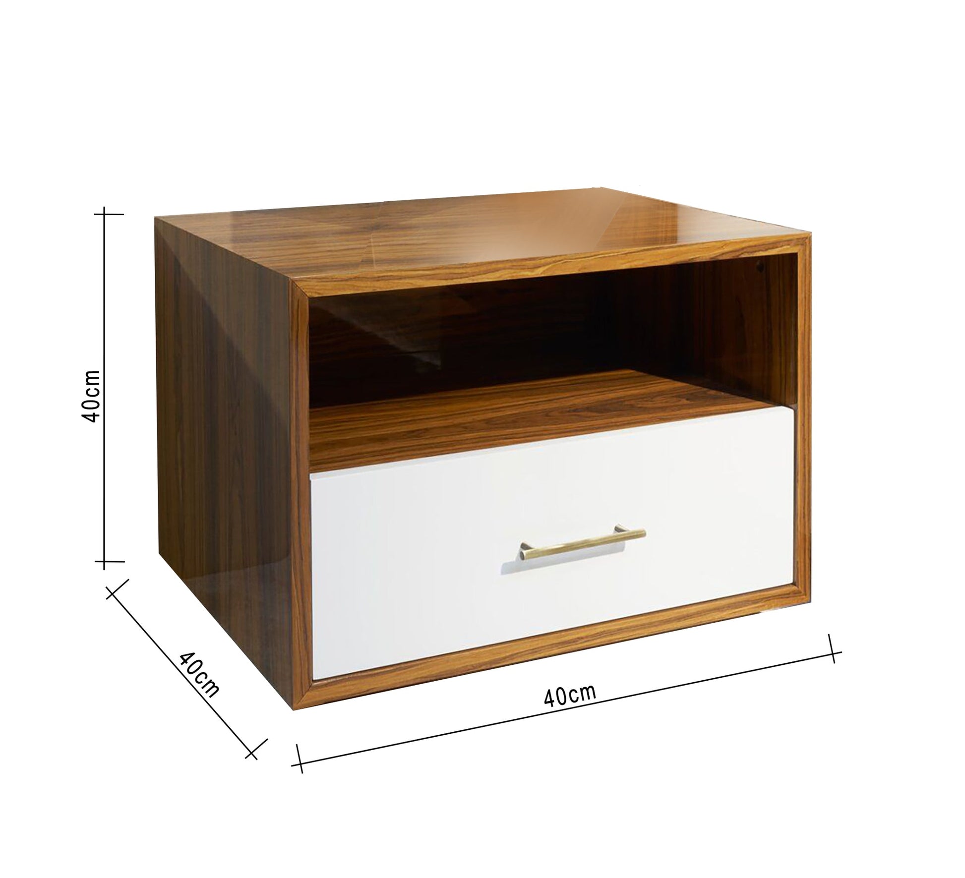 Nightstand with white drawer and open shelf - Vitrine Furniture - Furniture