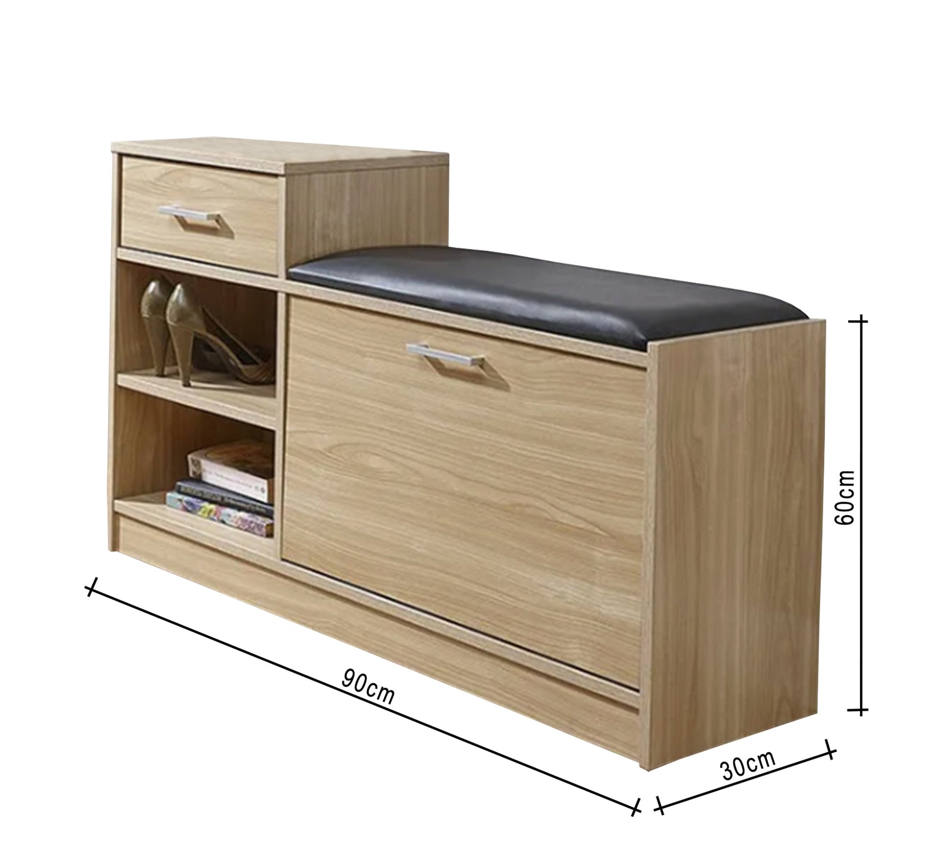 Oak shoe rack with black base - Vitrine Furniture - Furniture