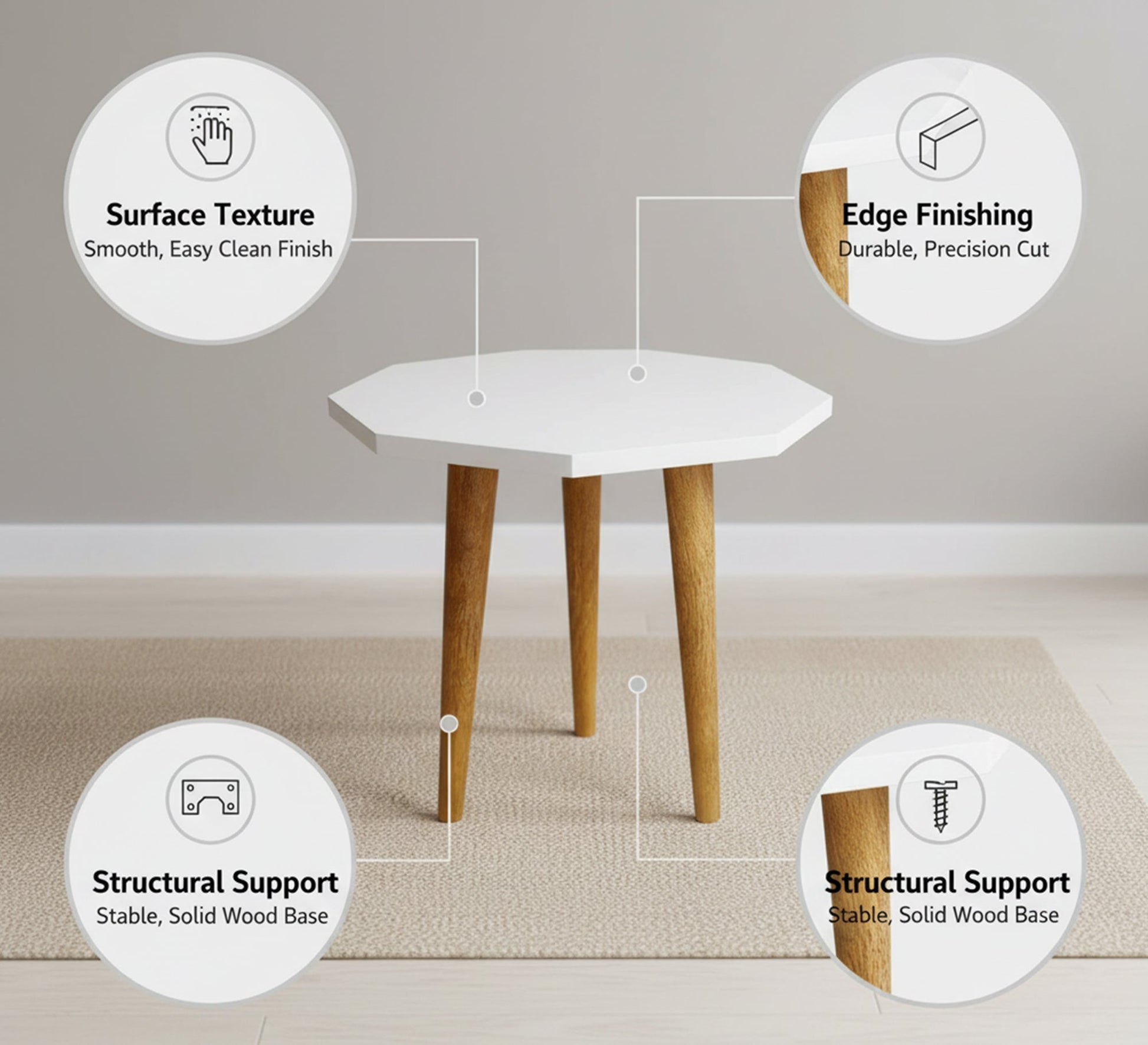Octagonal side table - Vitrine Furniture - Side Tables