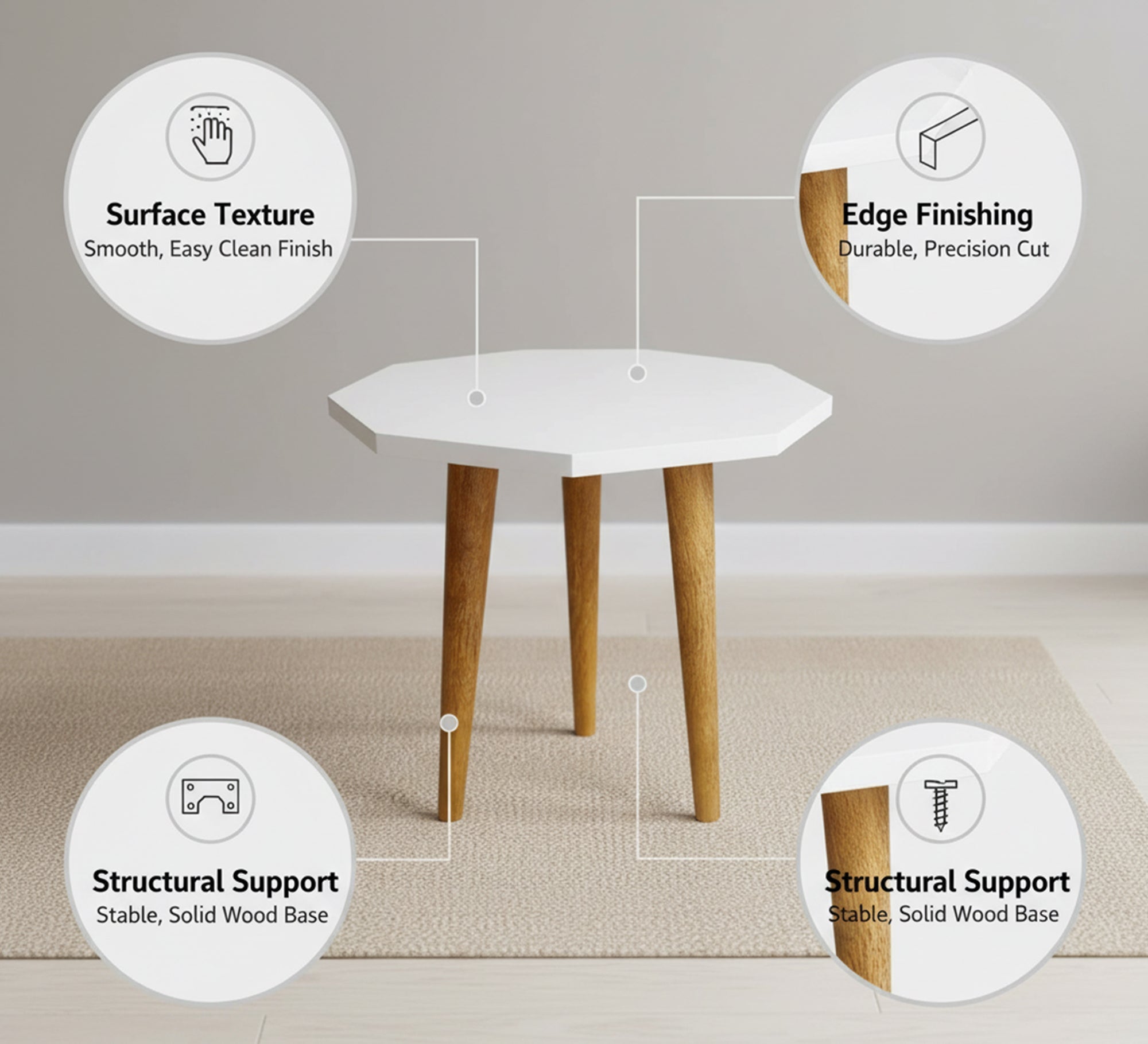 Octagonal side table - Vitrine Furniture - Side Tables