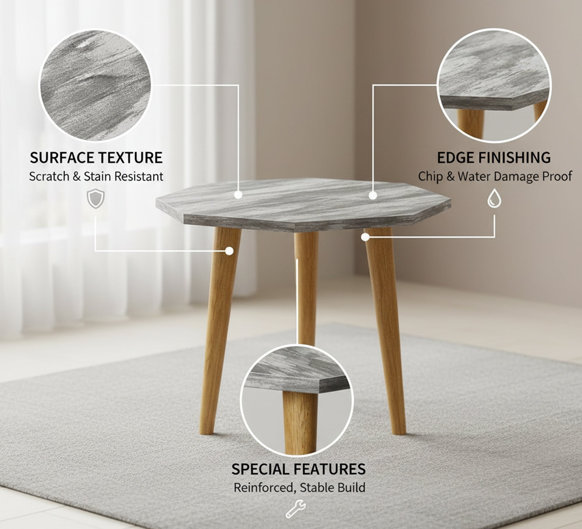 Octagonal side table - Vitrine Furniture - Side Tables