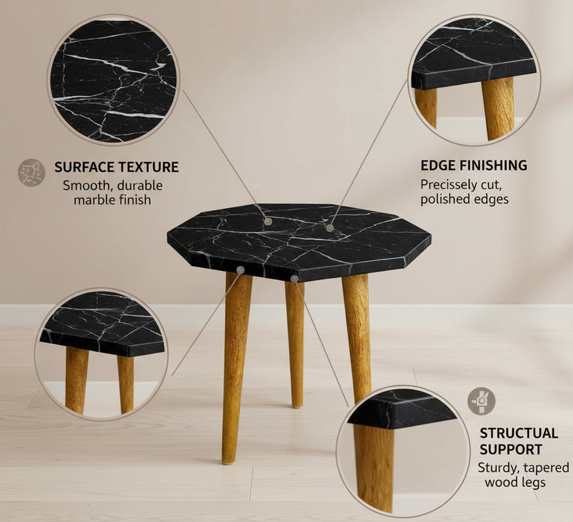 Octagonal side table - Vitrine Furniture - Side Tables