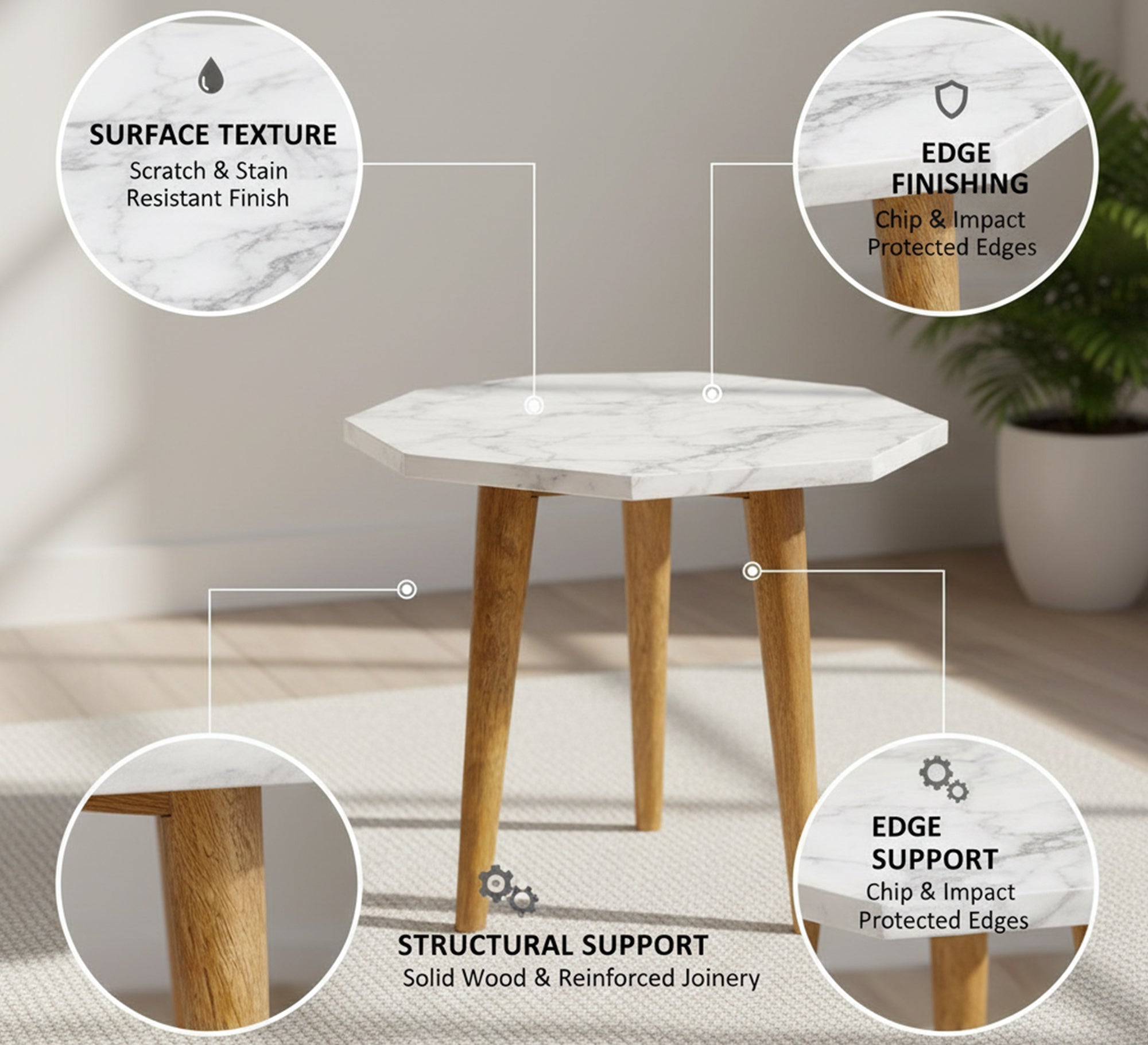 Octagonal side table - Vitrine Furniture - Side Tables