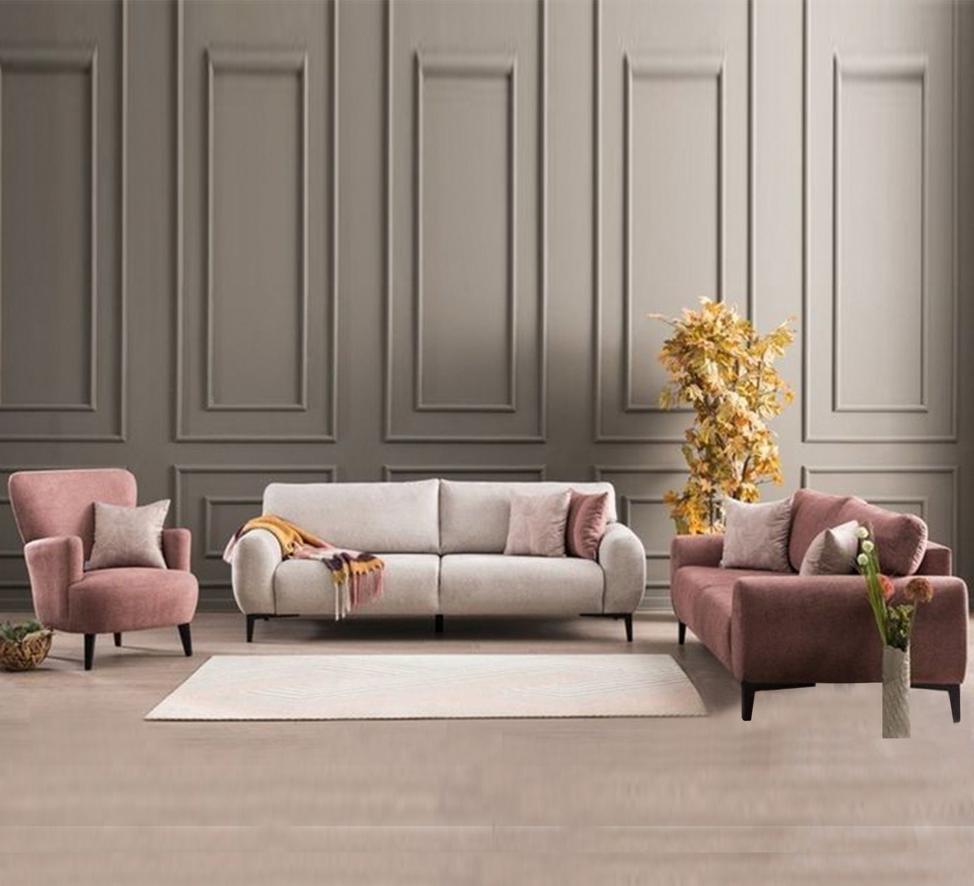 Off - white and cashmere living room set - Vitrine Furniture - Furniture