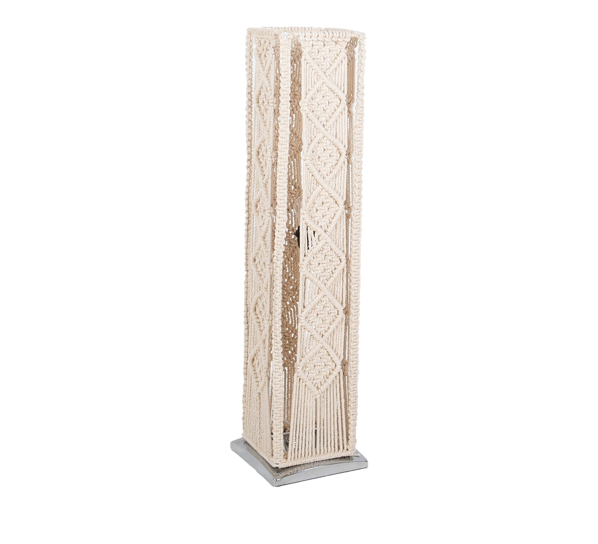 Off - white macramé floor lamp - Vitrine Furniture - Lighting