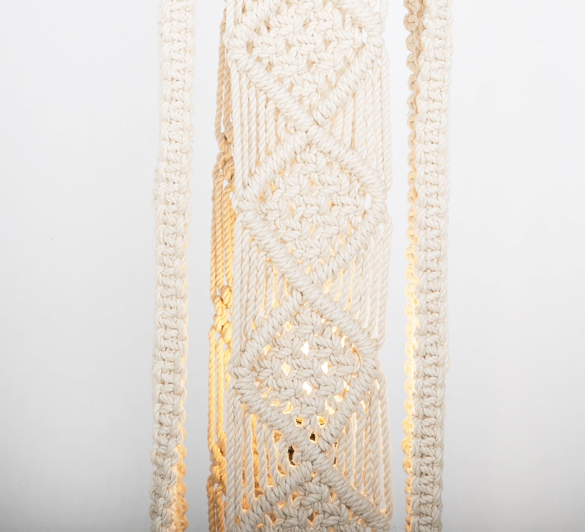Off - white macramé floor lamp - Vitrine Furniture - Lighting