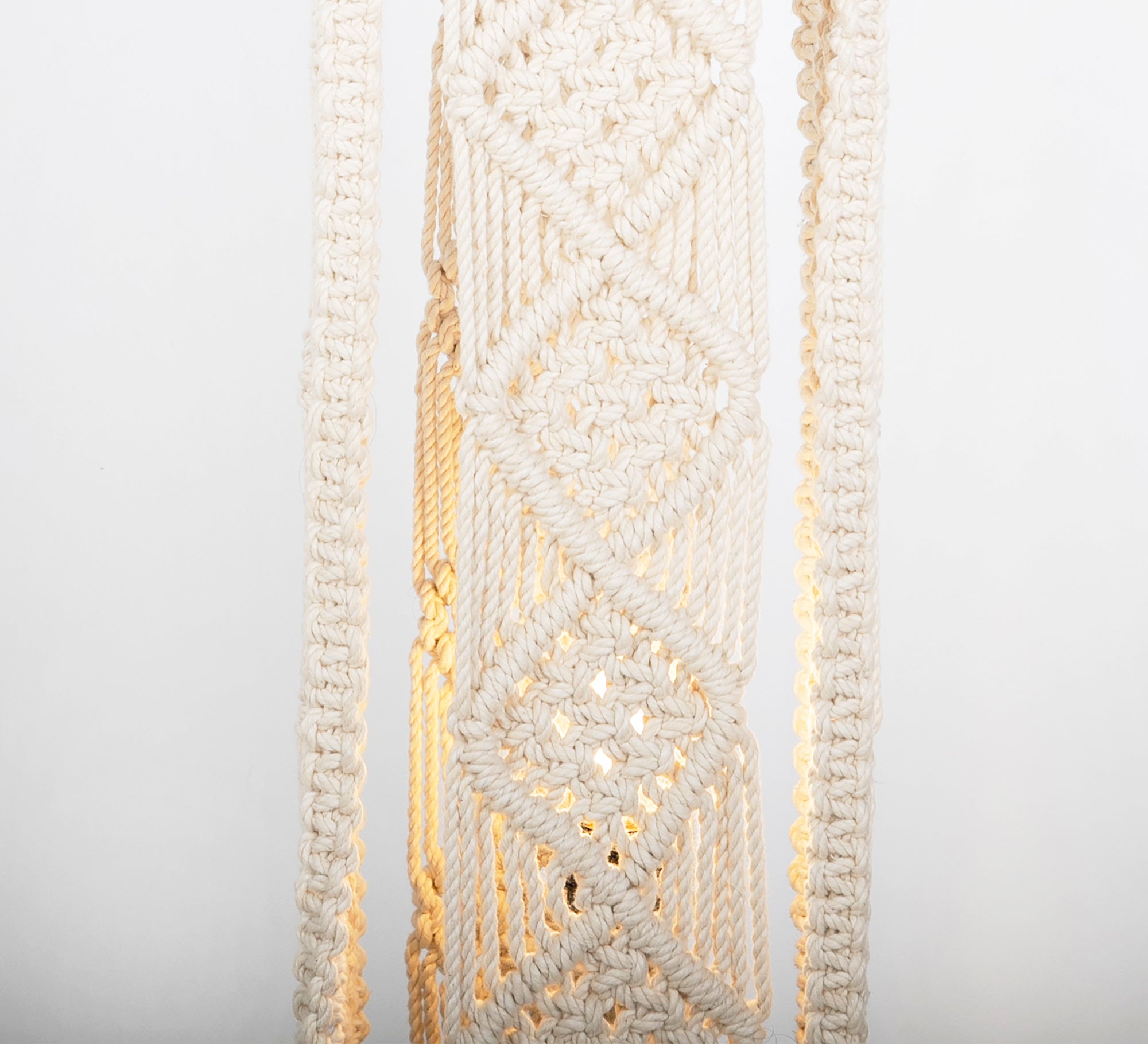 Off - white macramé floor lamp - Vitrine Furniture - Lighting