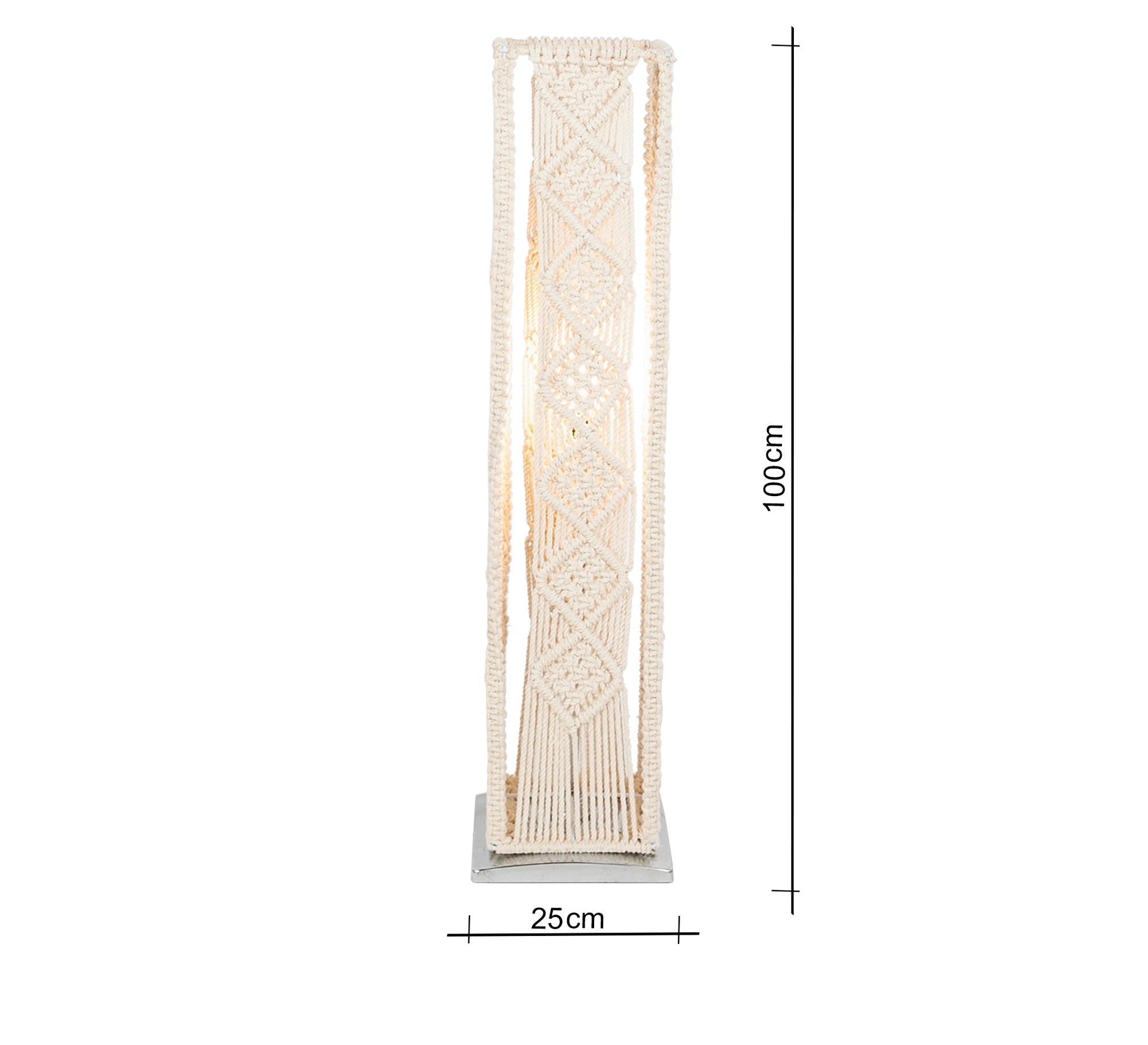 Off - white macramé floor lamp - Vitrine Furniture - Lighting