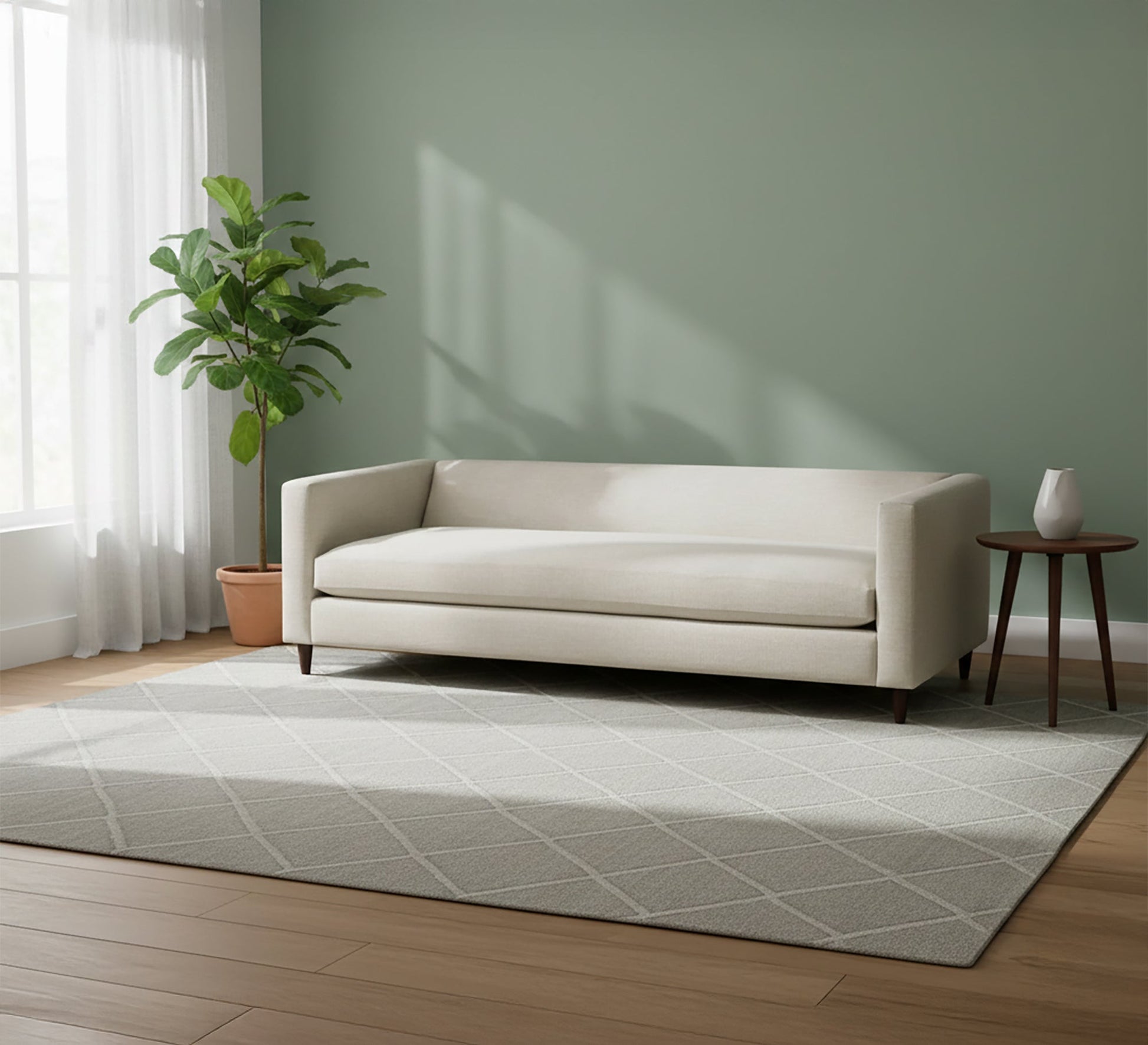 Off white sofa with attached back and armrests - Vitrine Furniture - Living room Sofas