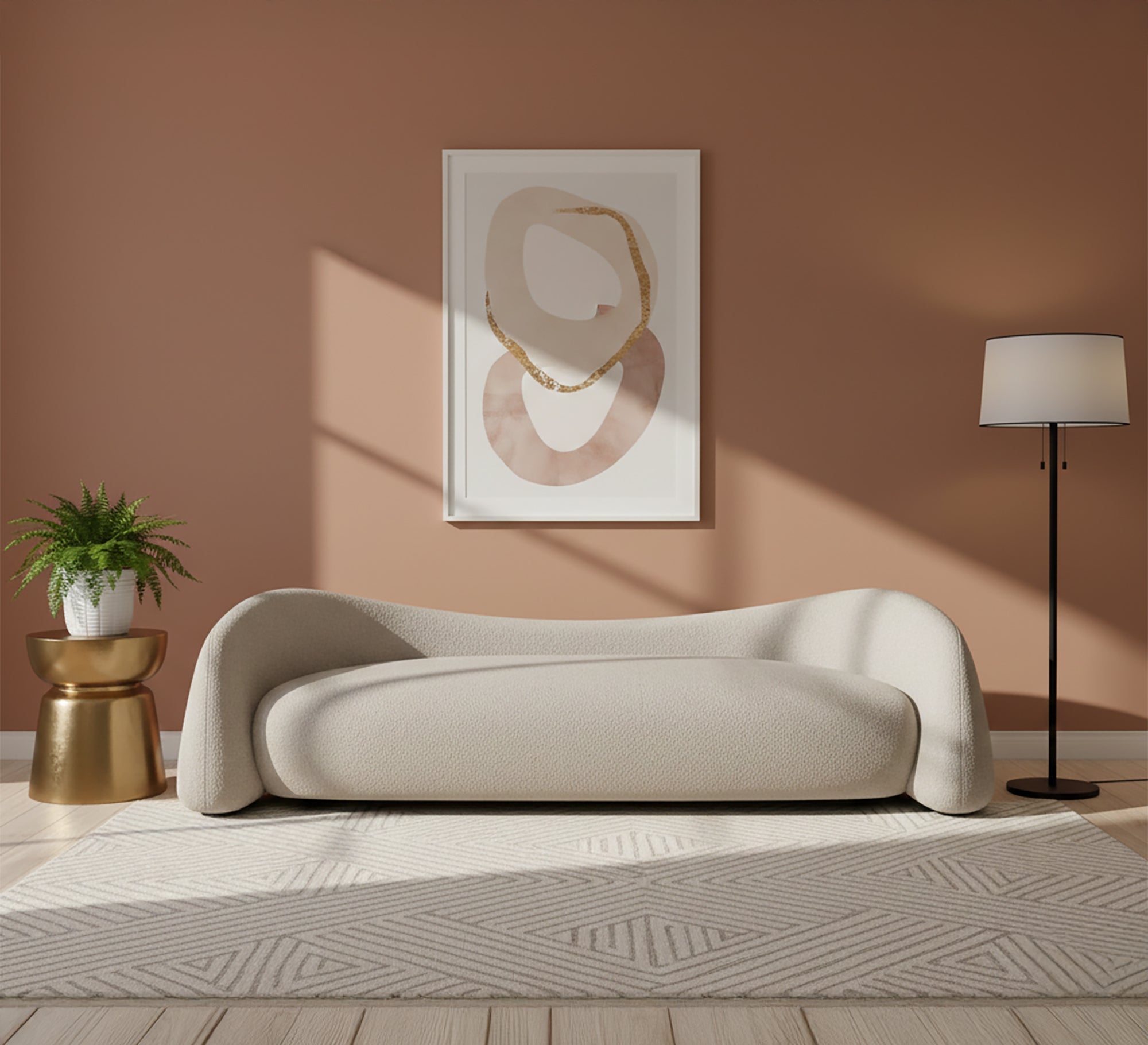 Off - White Sofa with Corrugated Backrest - Vitrine Furniture - Living room Sofas