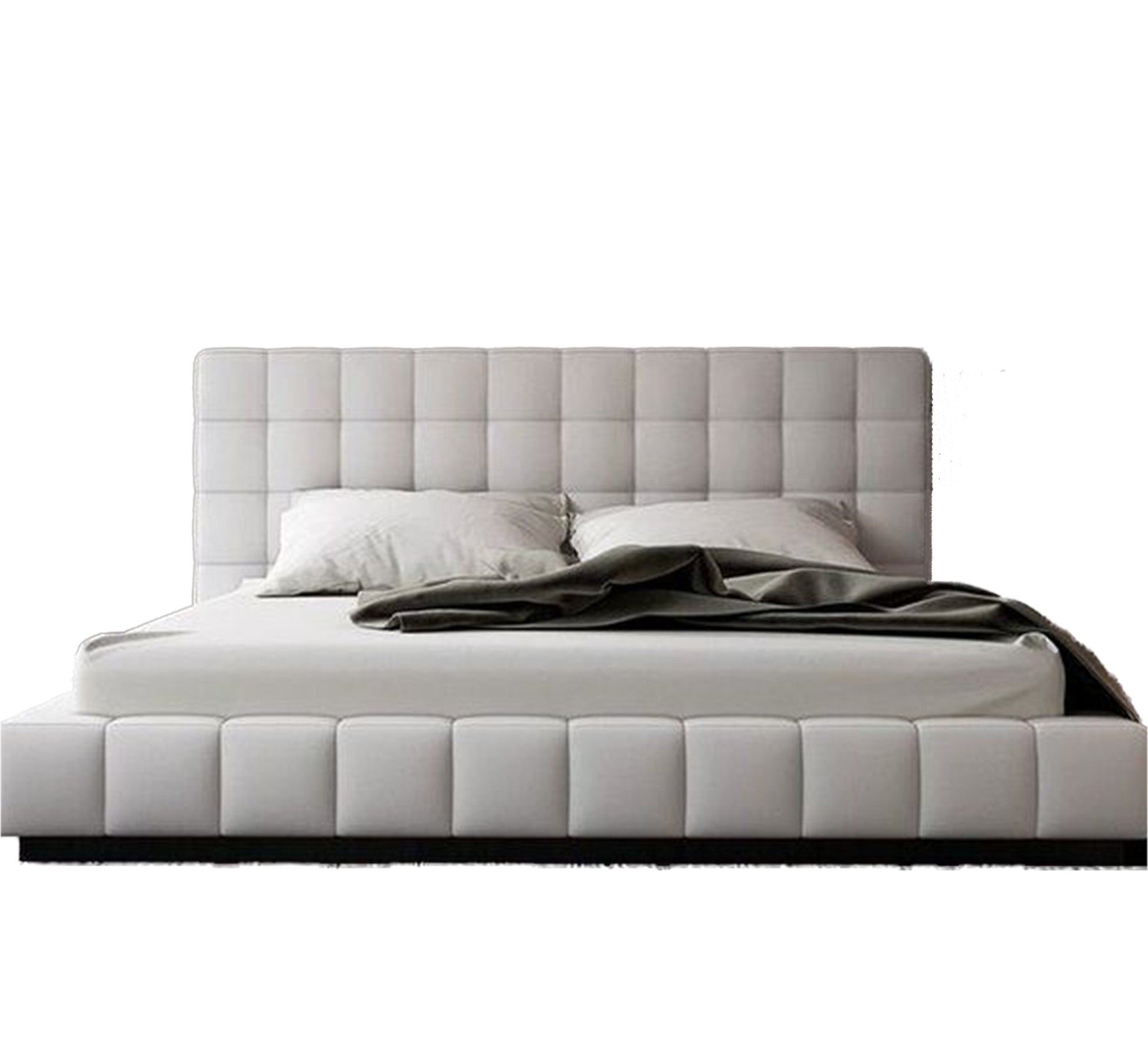 Off white upholstered bed with modern design and superior comfort - Vitrine Furniture - Furniture