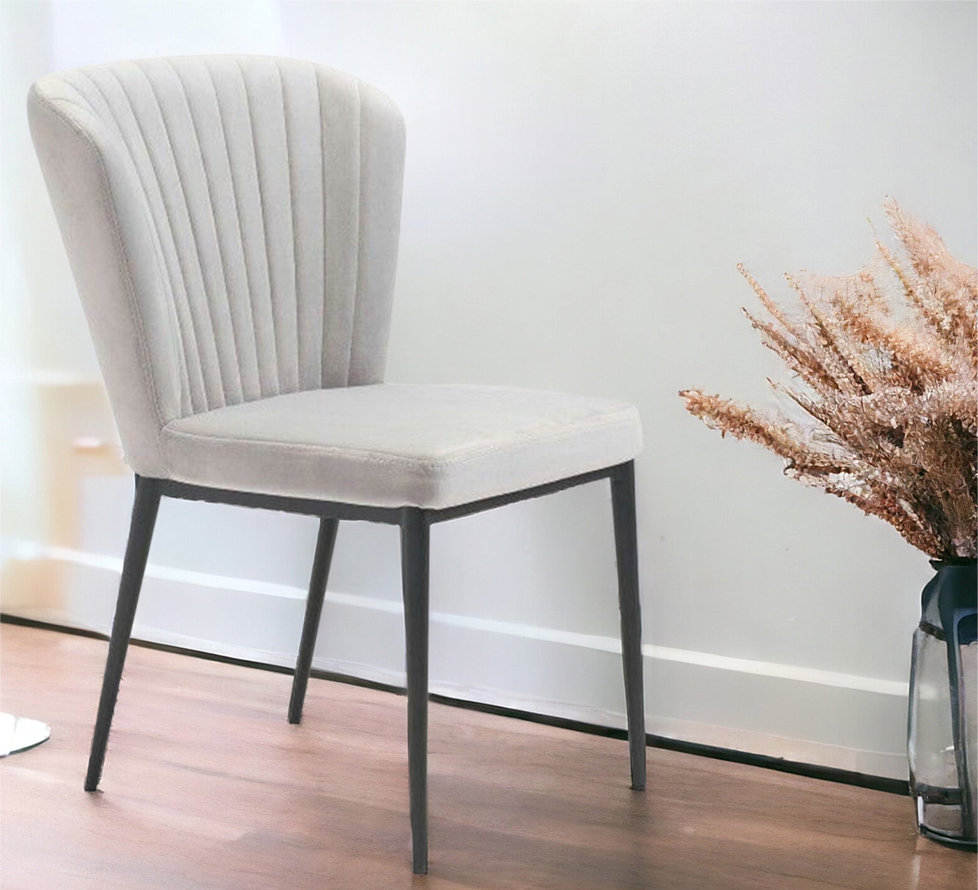 Off white upholstered simple chair - Vitrine Furniture - Furniture