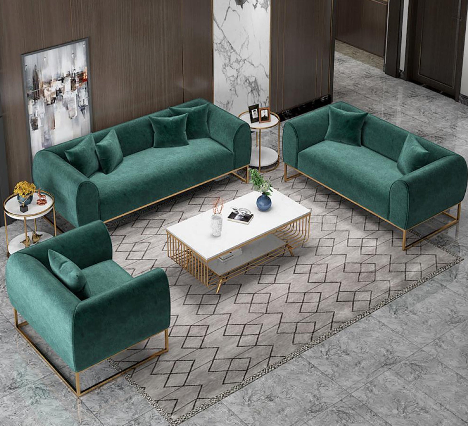 Olive green living room - Vitrine Furniture - Furniture