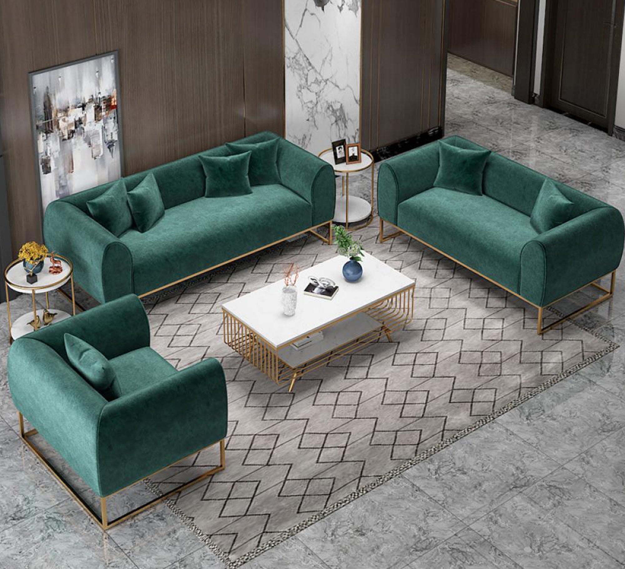 Olive green living room - Vitrine Furniture - Furniture