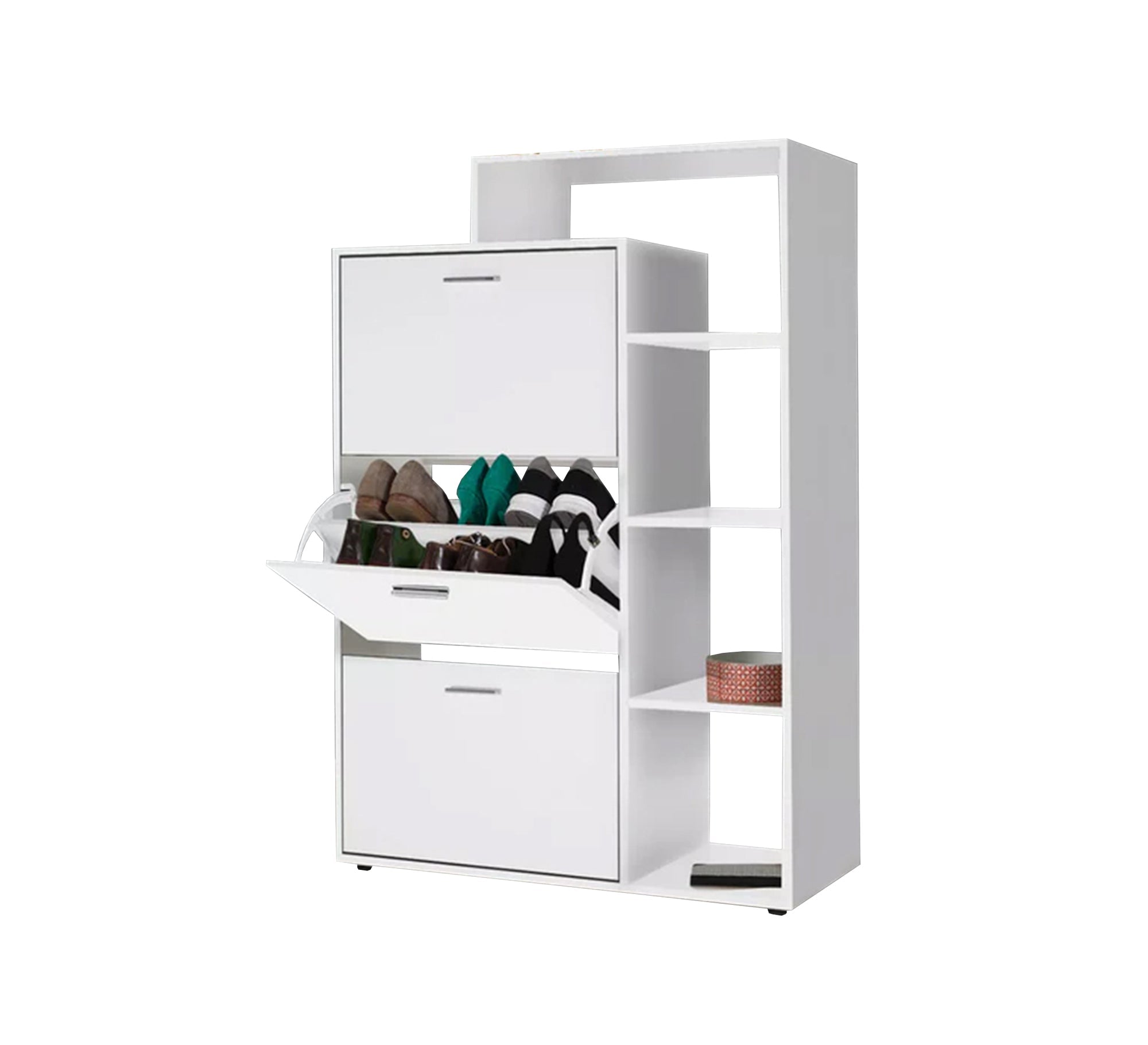 Open shelves and three hinged fan doors - Vitrine Furniture - Furniture