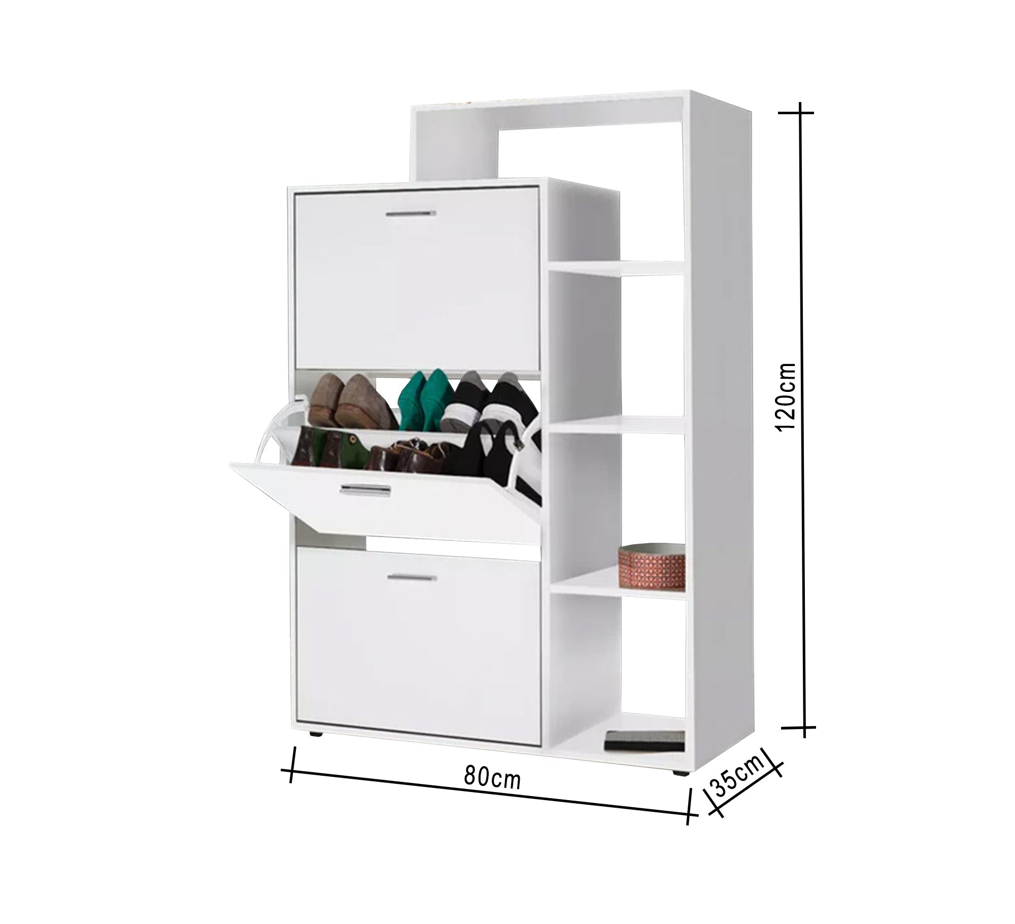 Open shelves and three hinged fan doors - Vitrine Furniture - Furniture