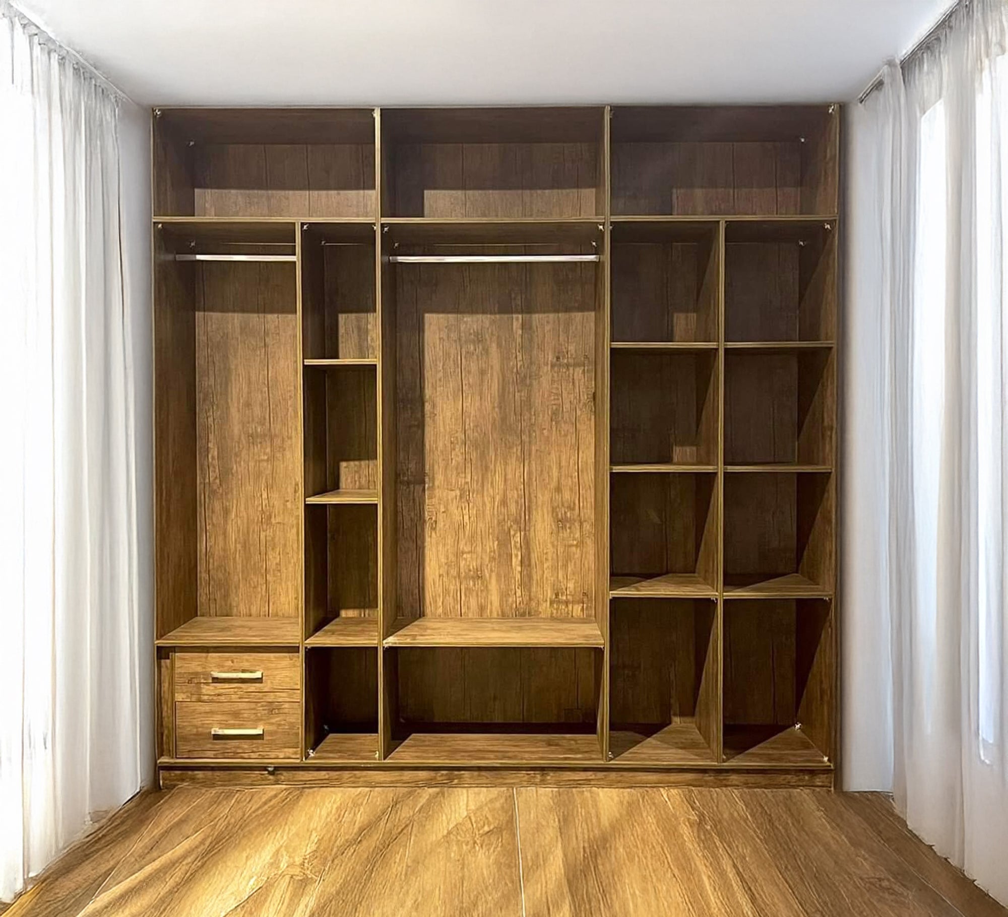 Open wardrobe with shelves and two drawers - Vitrine Furniture - Furniture